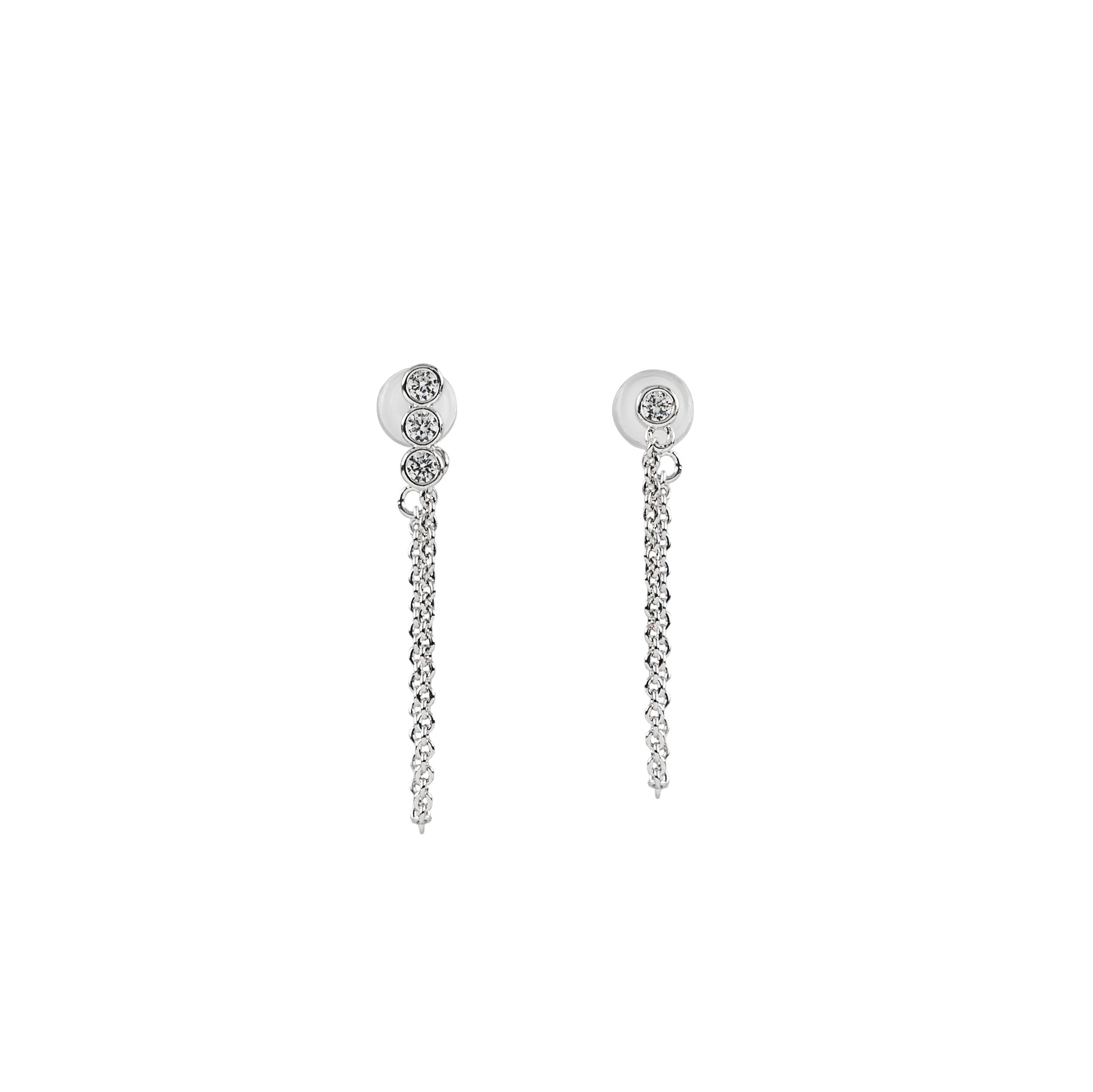 Demi-Fine Silver Crystal Chain Earring Set