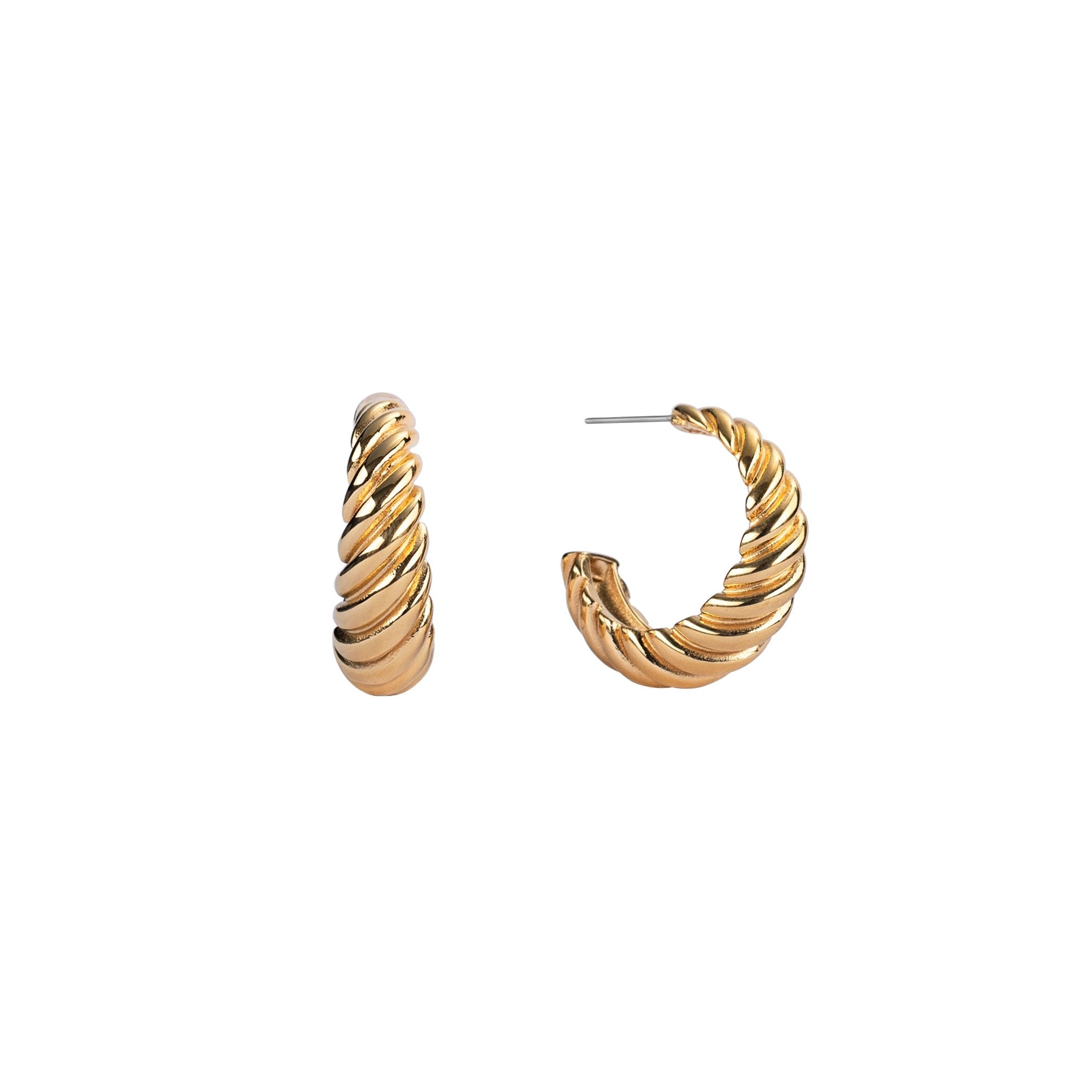 Waterproof Gold Braided Hoops Big