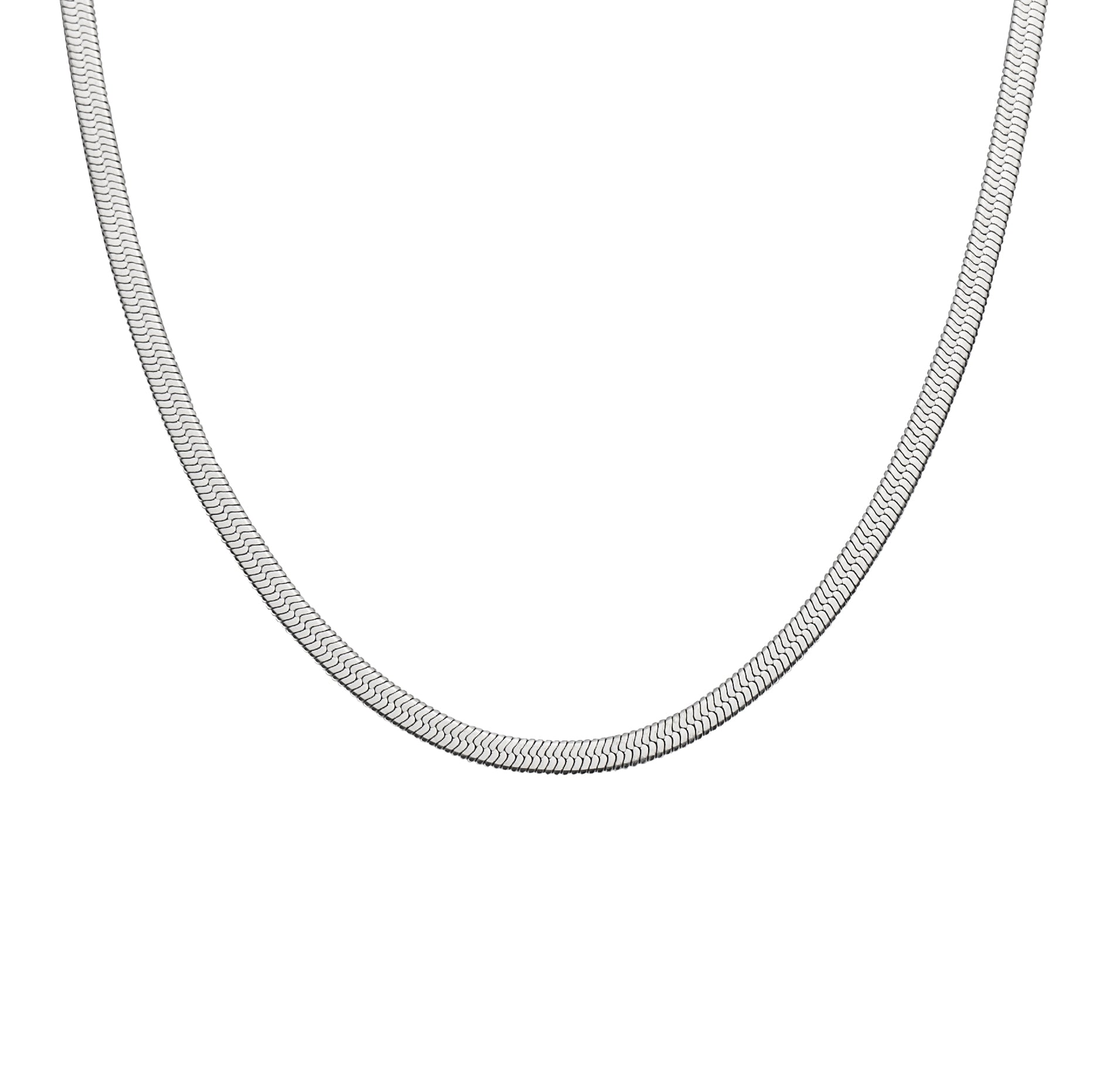 Waterproof Silver Herringbone Necklace