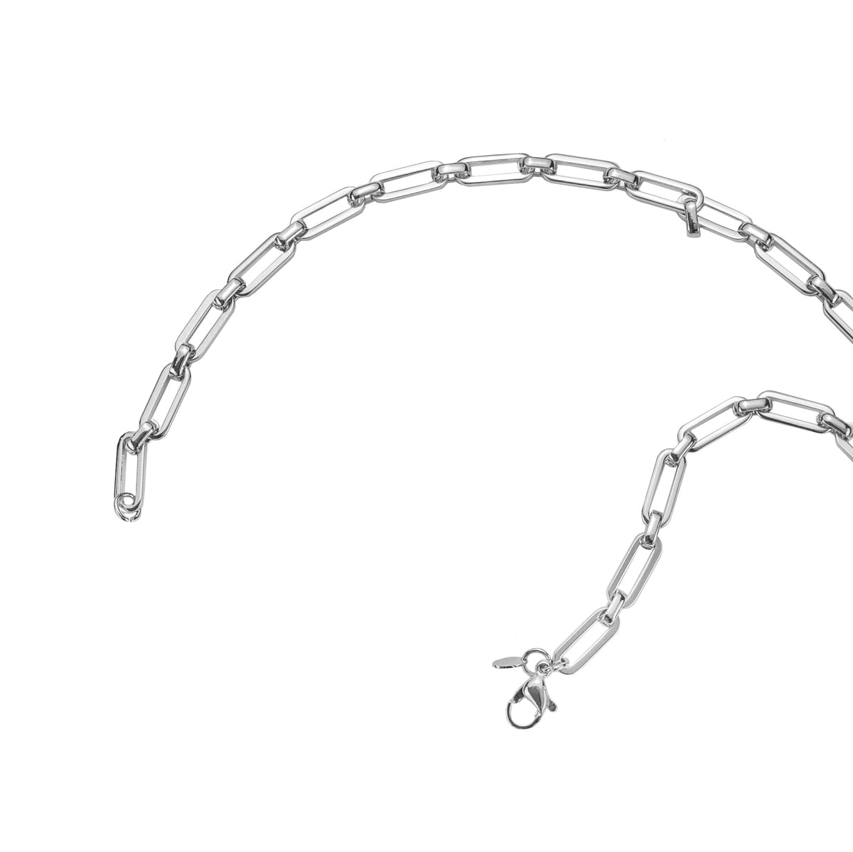 Waterproof Silver Paperclip Chain Necklace