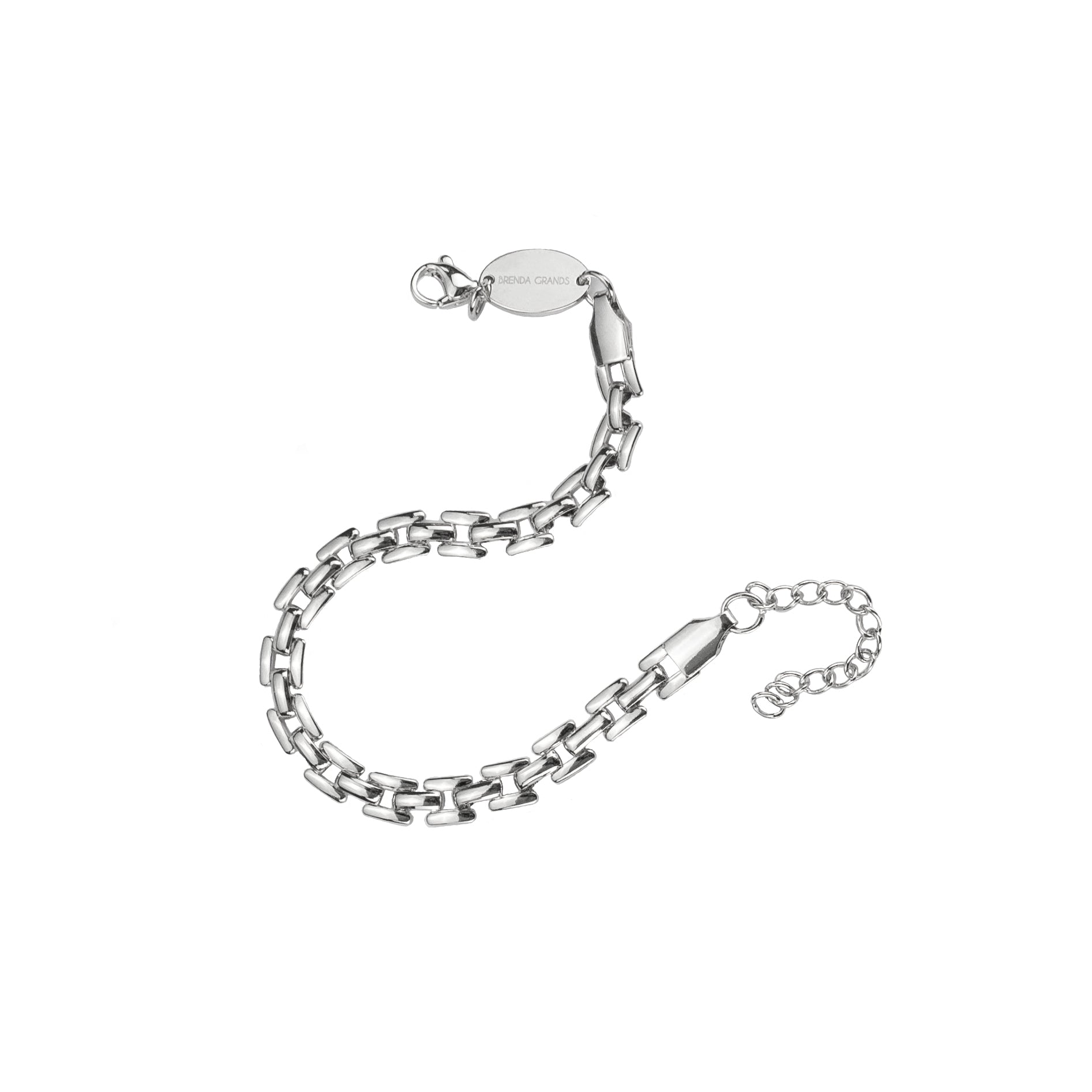 Waterproof Silver Squared Chain Bracelet