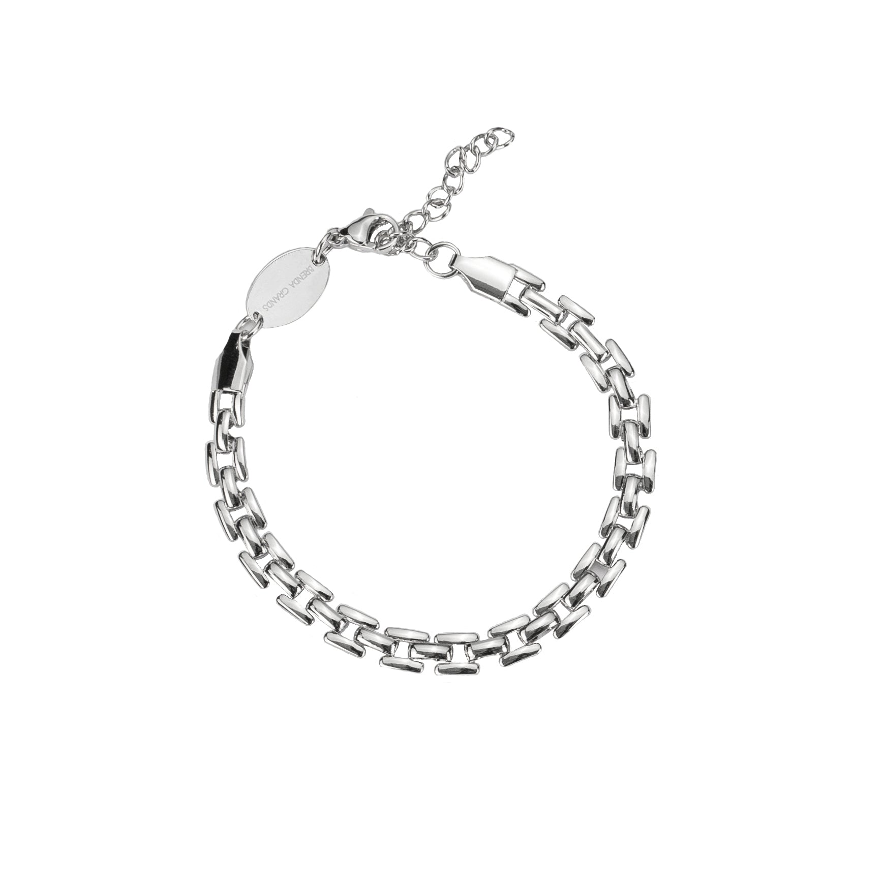 Waterproof Silver Squared Chain Bracelet