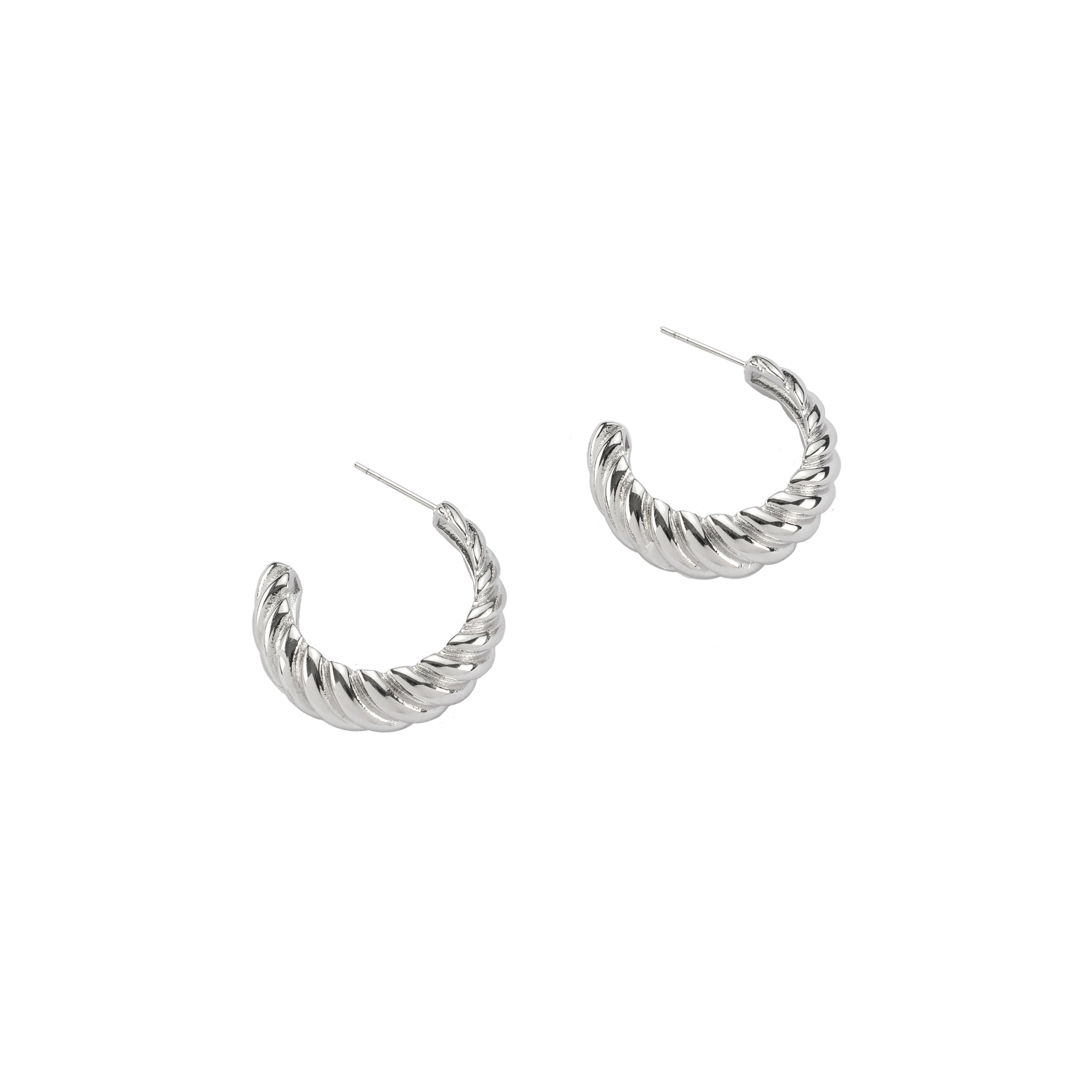 Waterproof Silver Braided Hoops