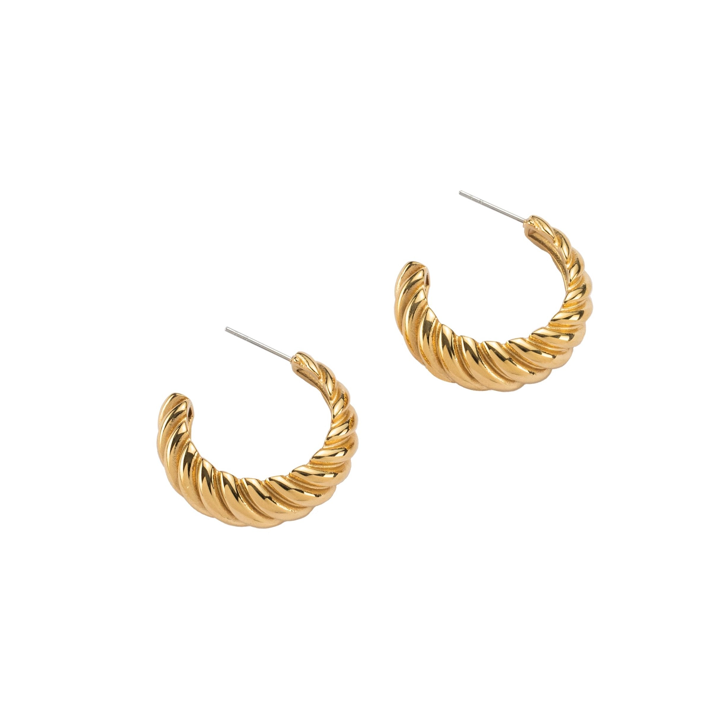 Waterproof Gold Braided Hoops Big