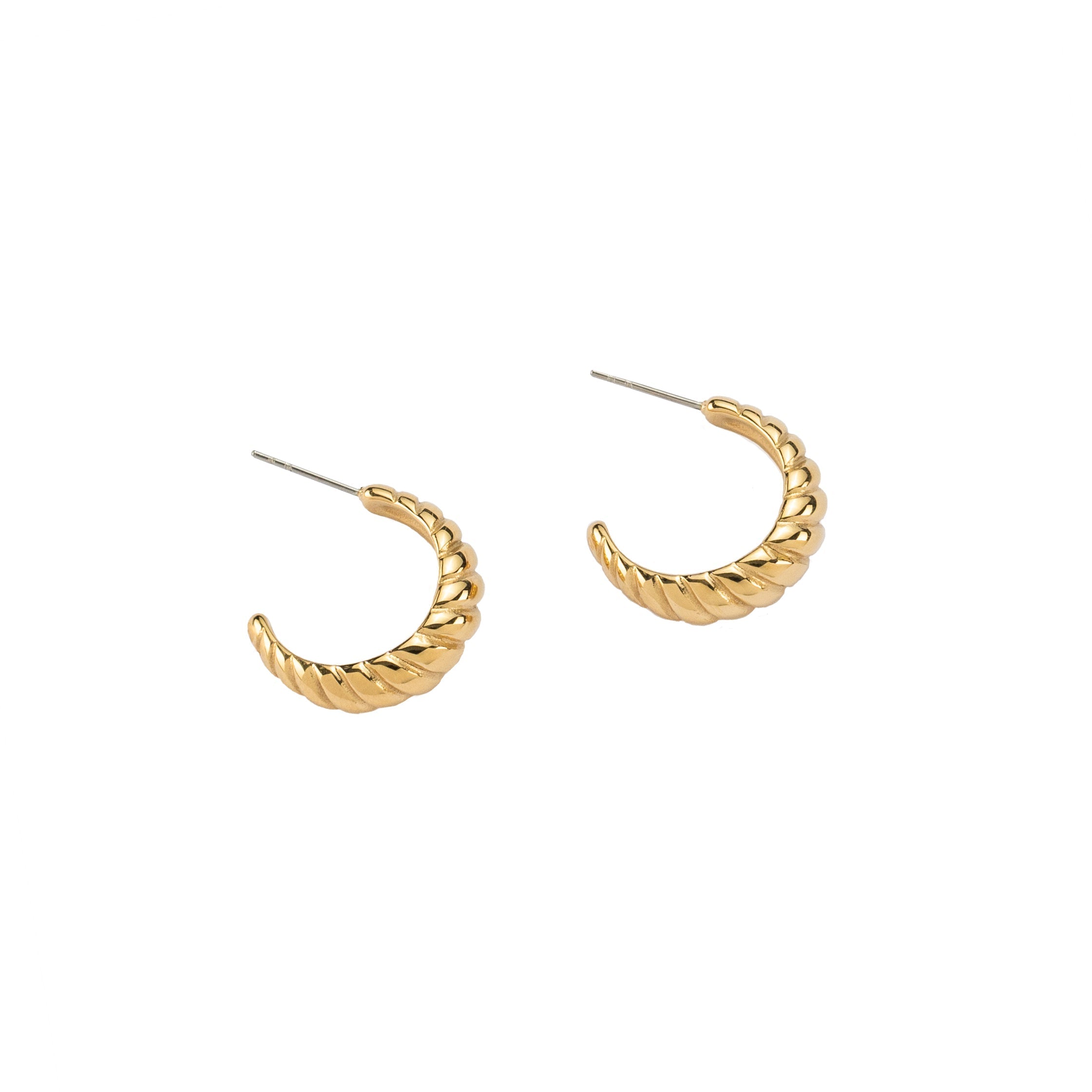 Waterproof Gold Braided Hoops