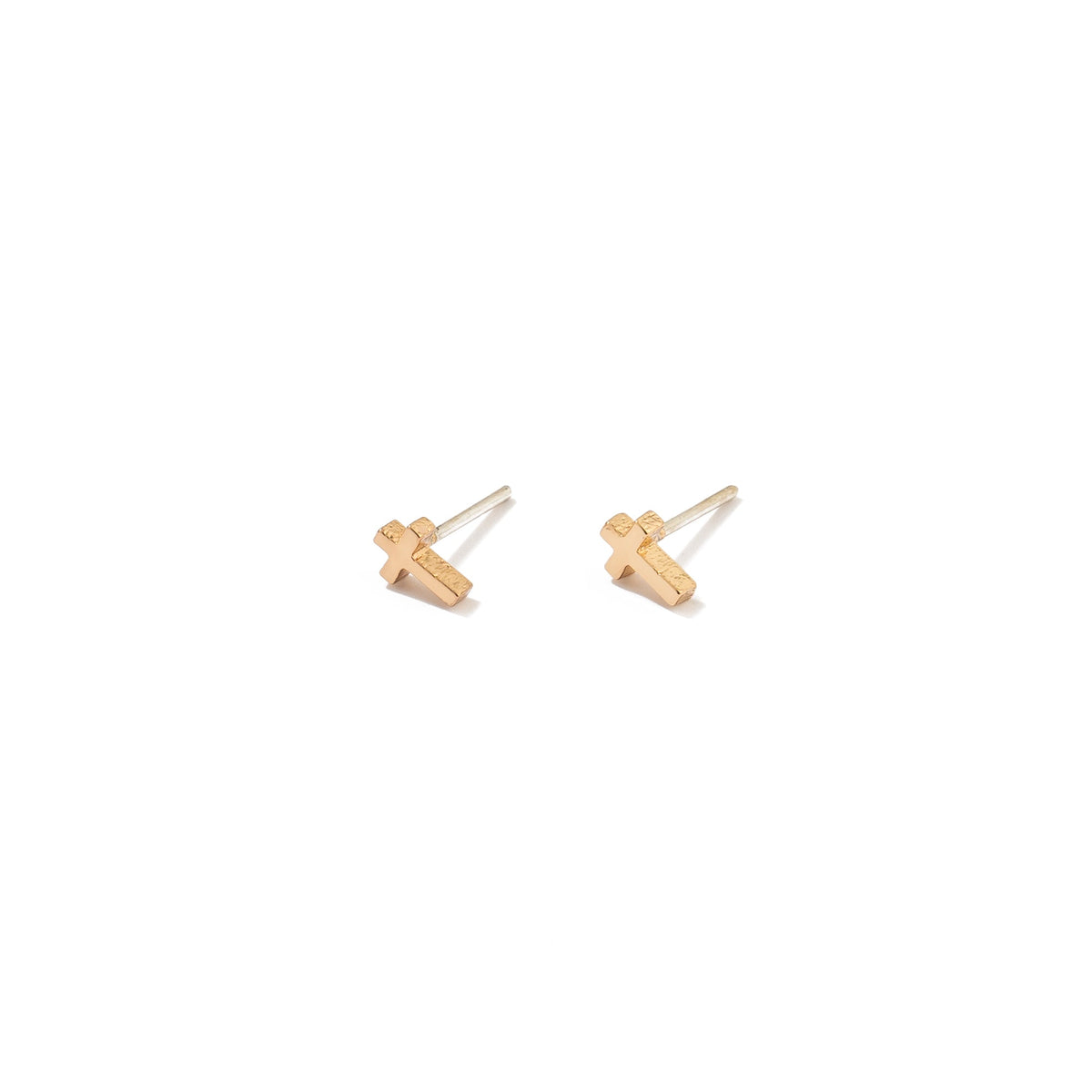 24K Gold Dainty Cross Studs