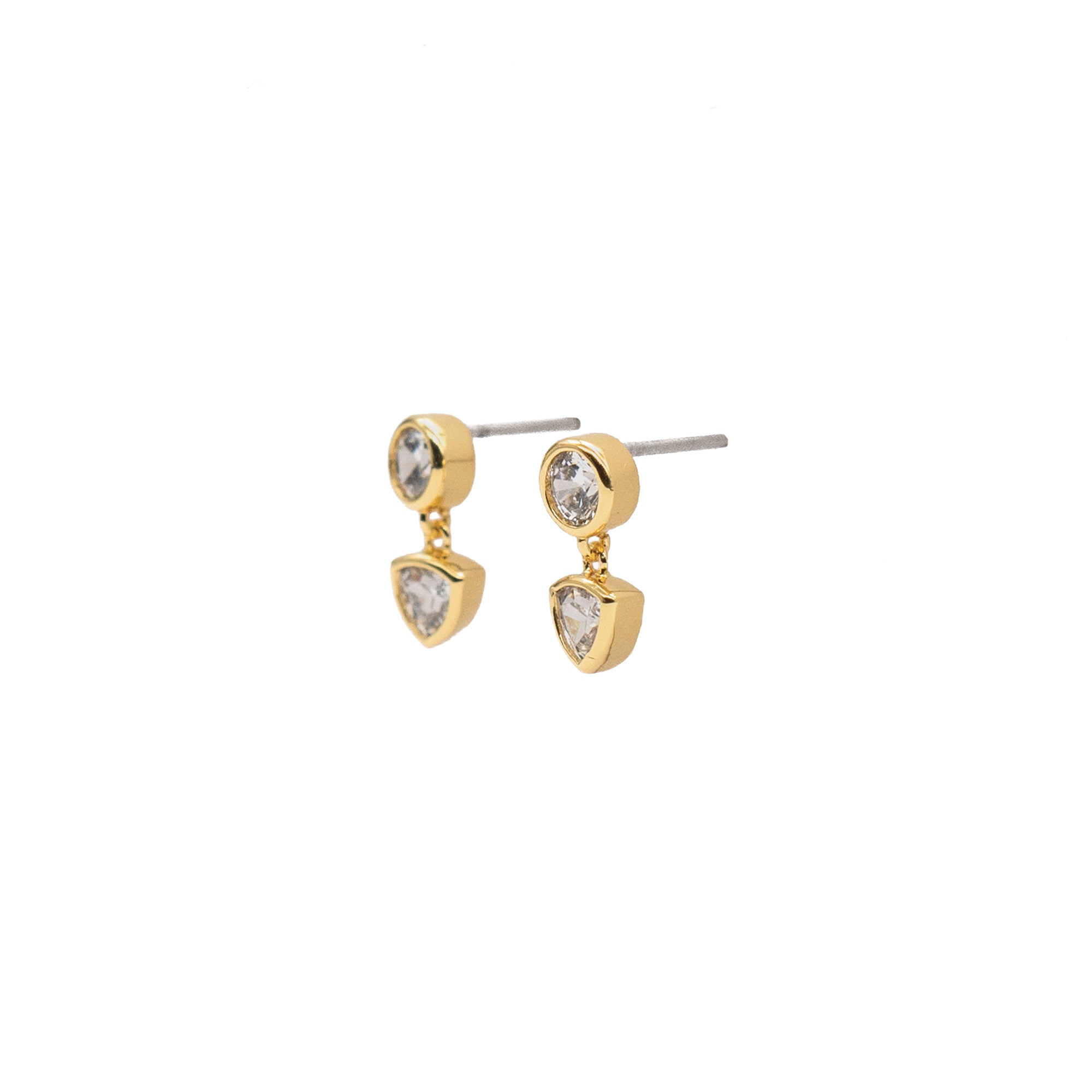 18K Gold Shiny Drop Studs