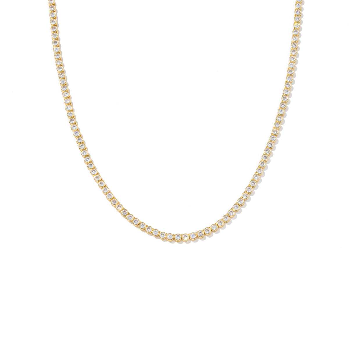 18K Gold Round Brilliant Tennis Necklace