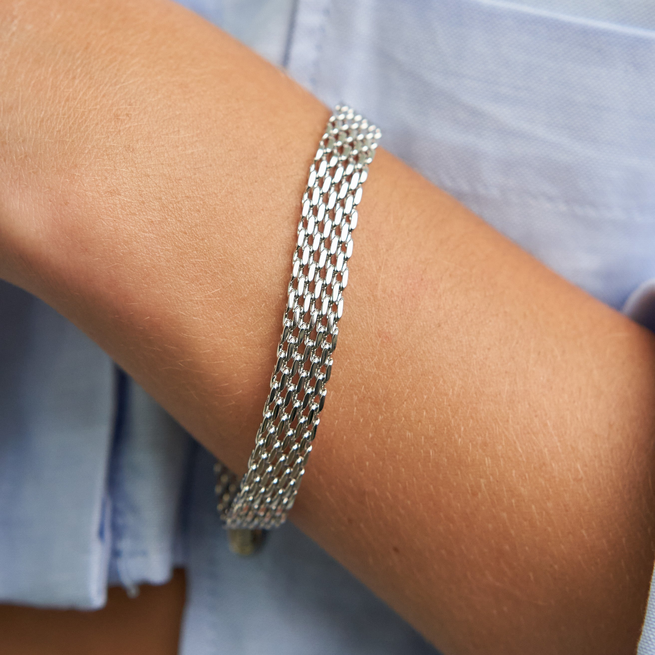 Waterproof Silver Braided Band Bracelet