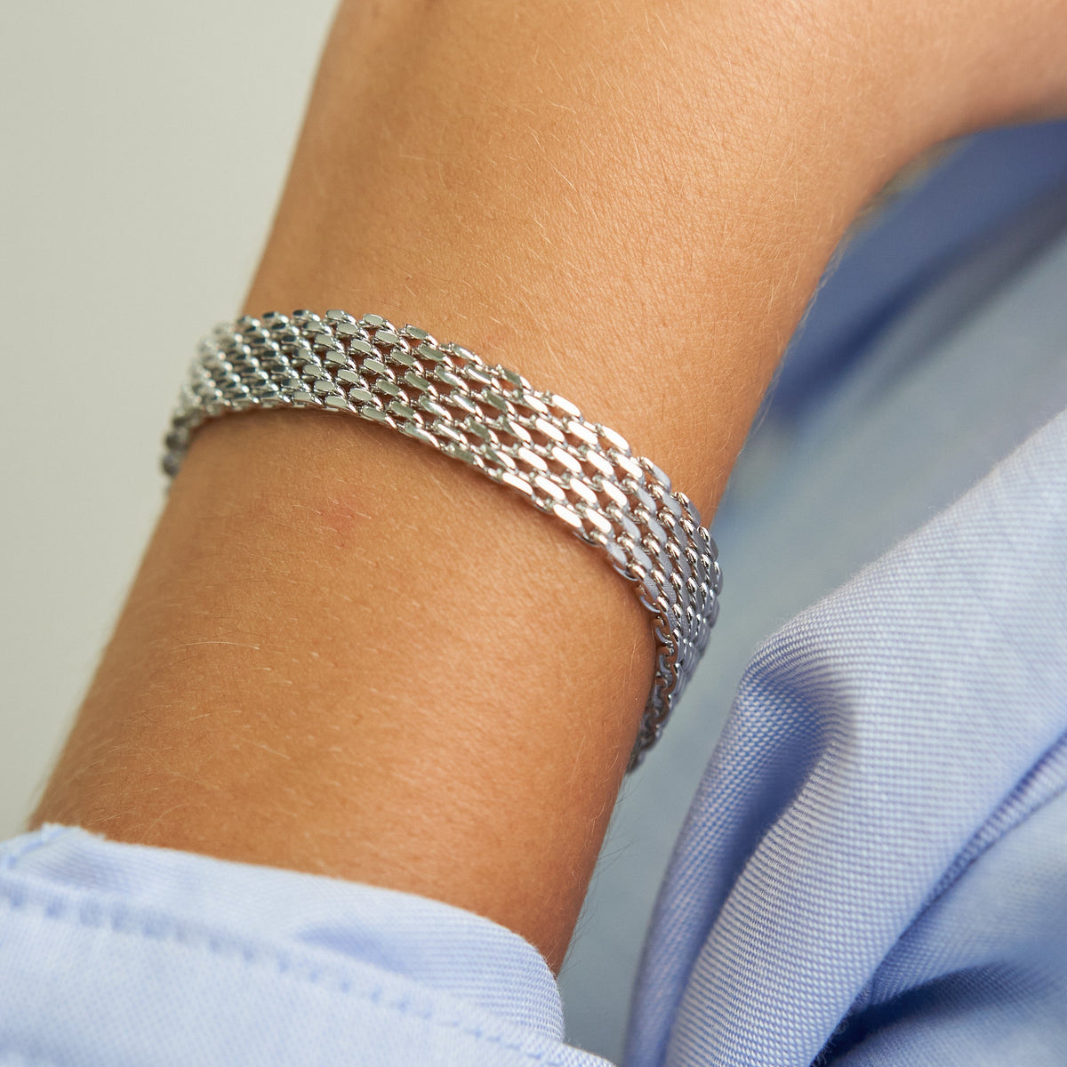 Waterproof Silver Braided Band Bracelet