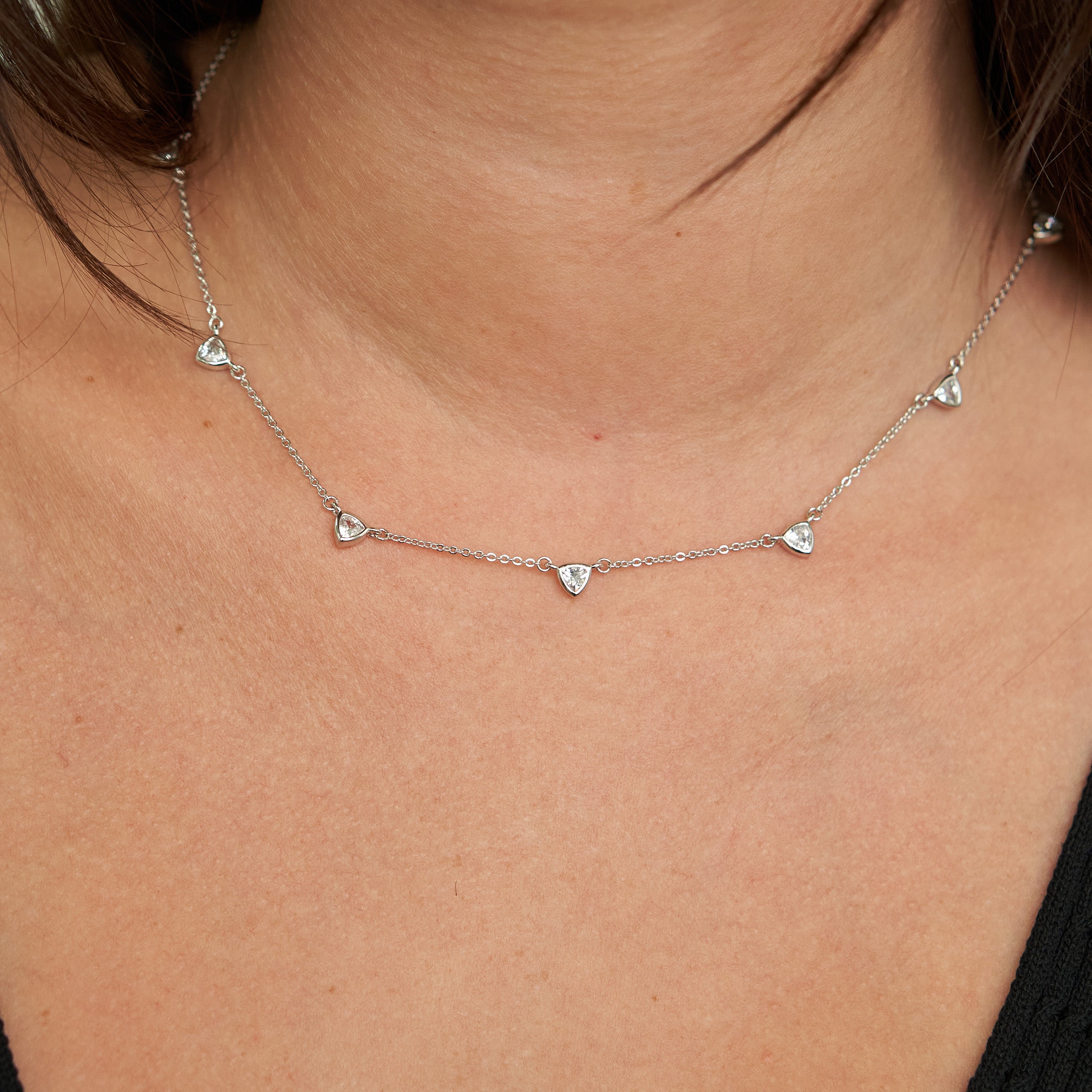 Demi-Fine Silver CZ Drop Necklace