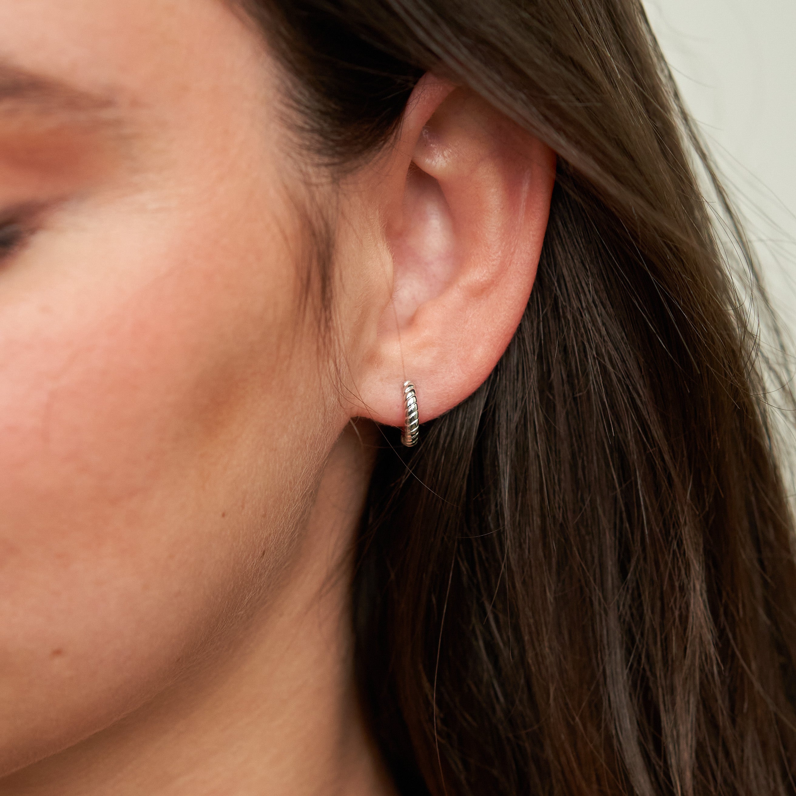 Demi-Fine Silver Twisted Huggies