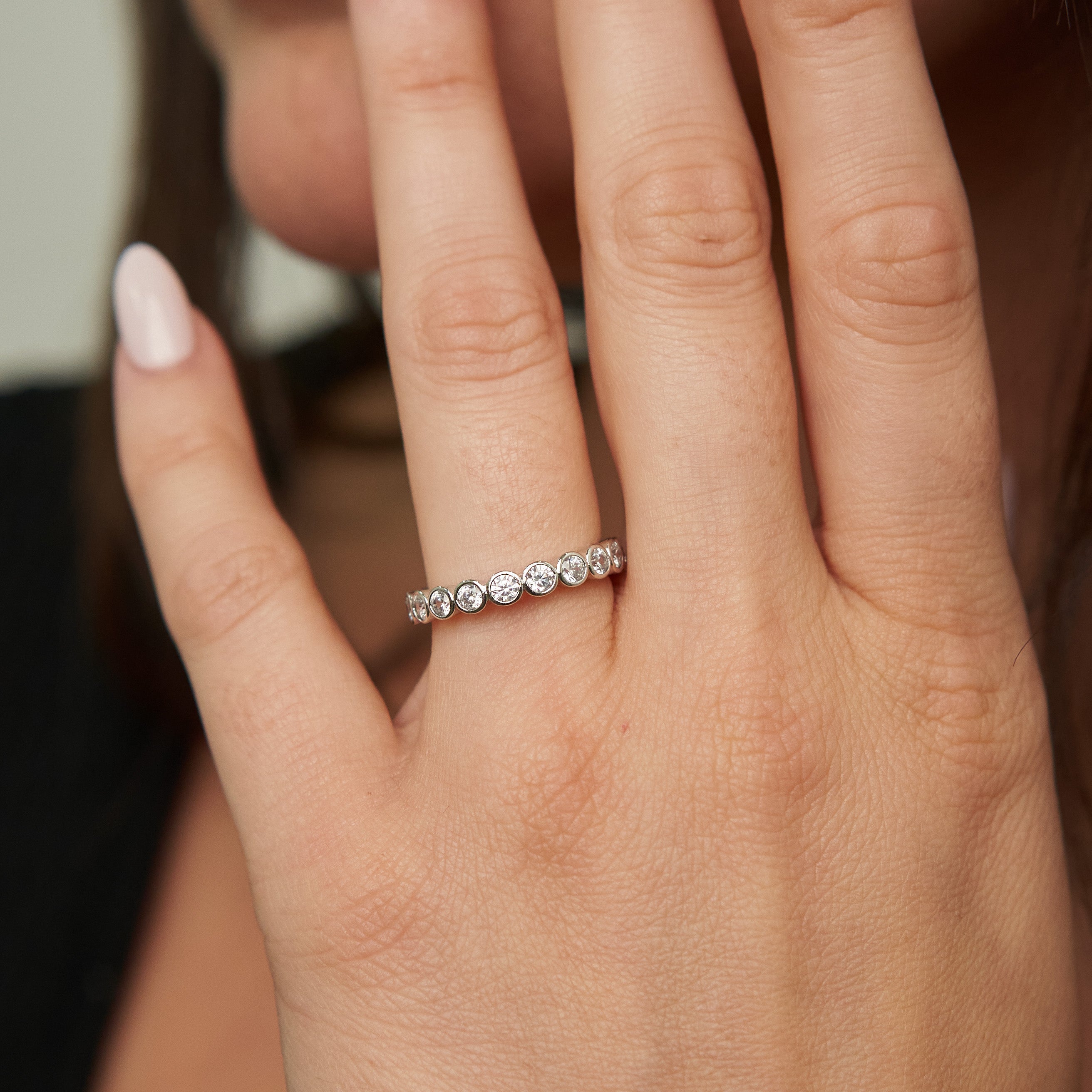 Demi-Fine Silver Tennis Ring