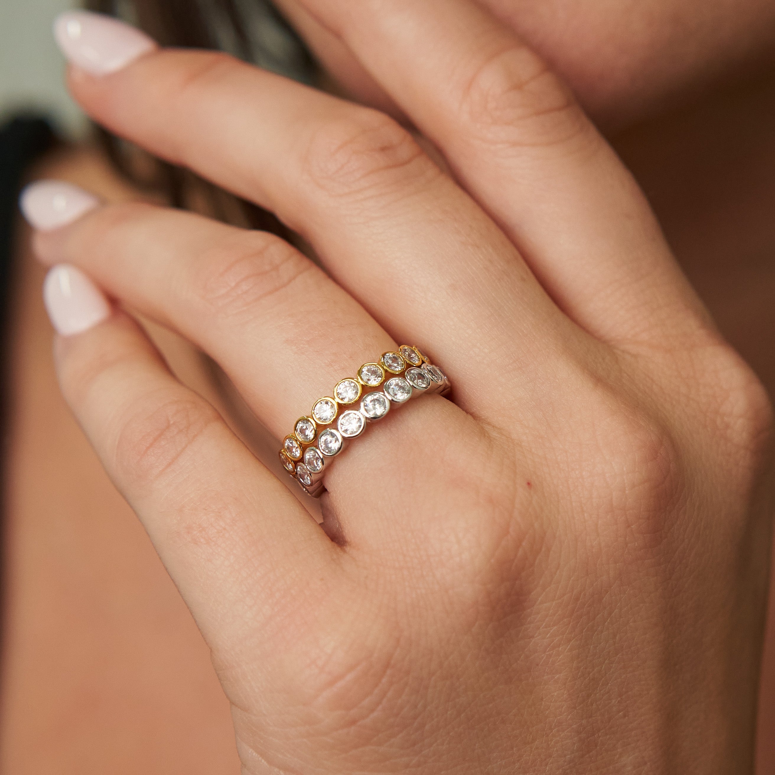 Demi-Fine Silver Tennis Ring