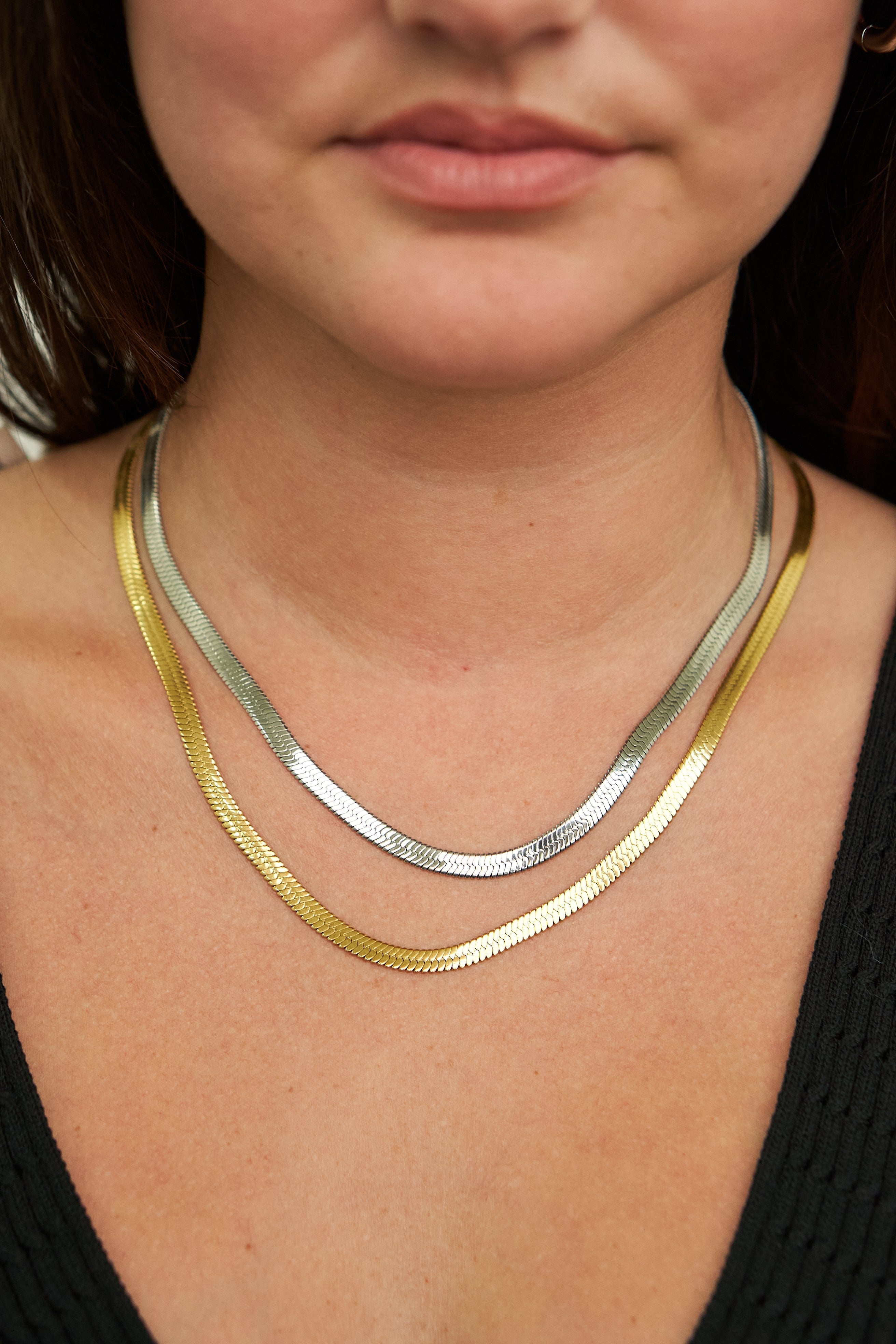 Waterproof Silver Herringbone Necklace