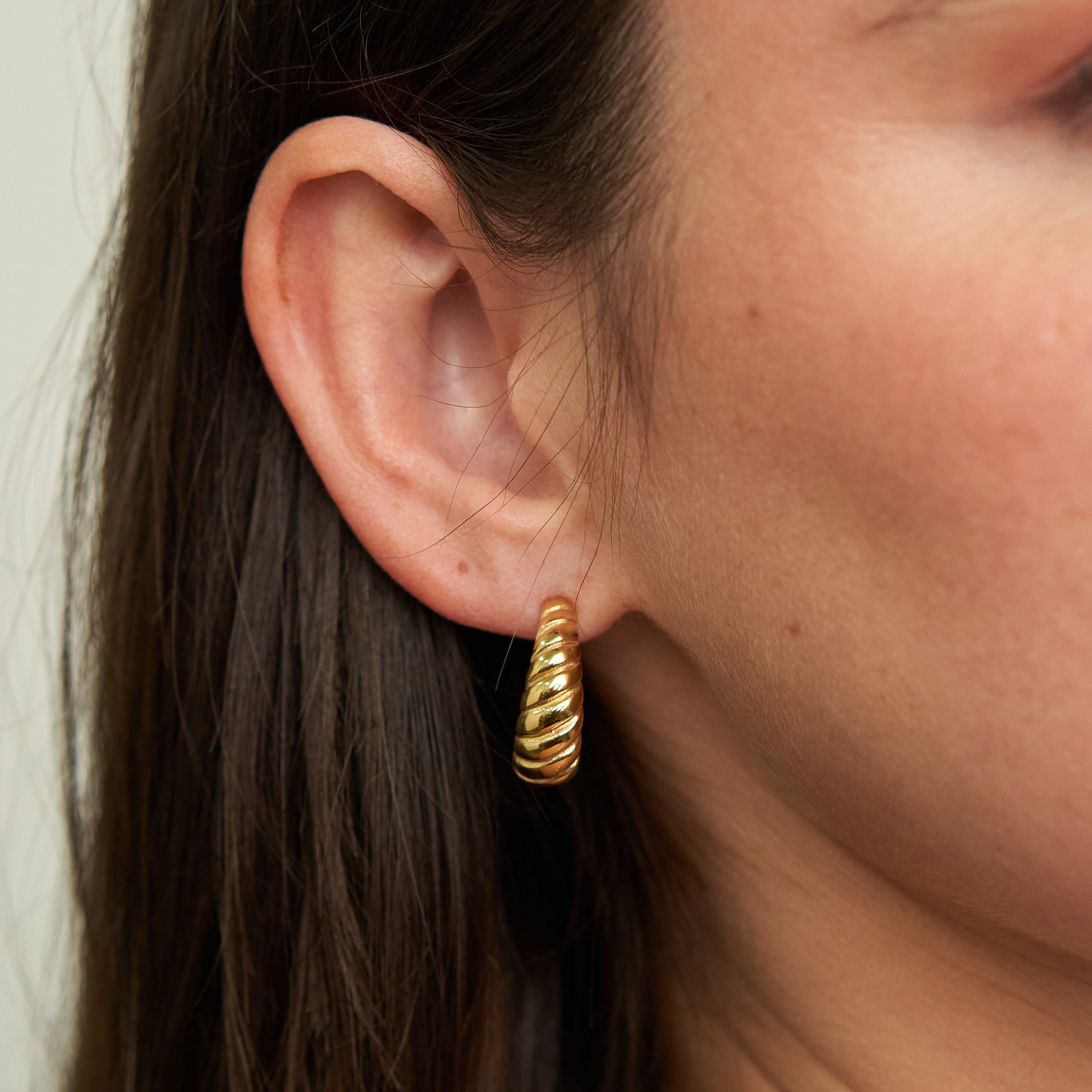 Waterproof Gold Braided Hoops