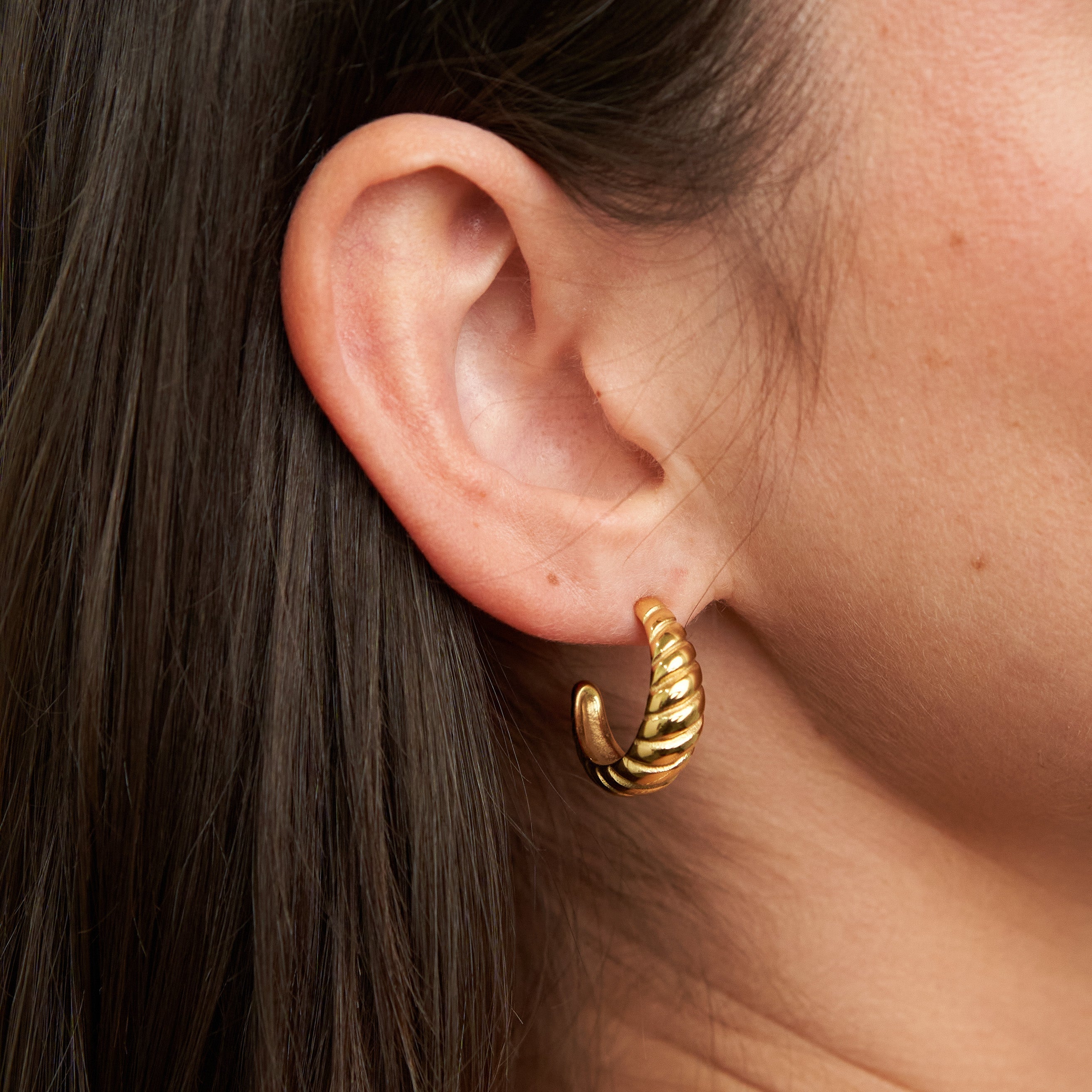 Waterproof Gold Braided Hoops