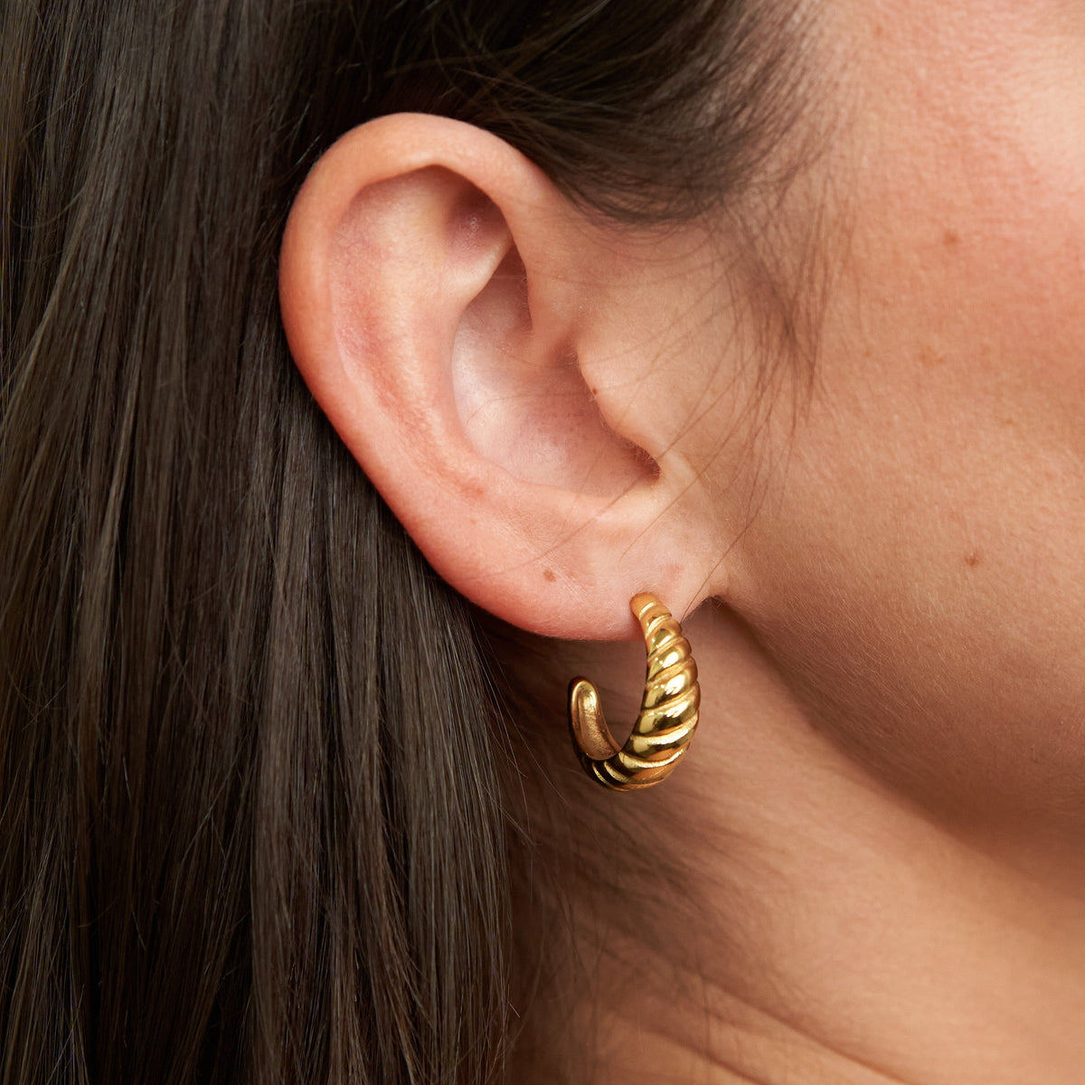 Waterproof Gold Braided Hoops