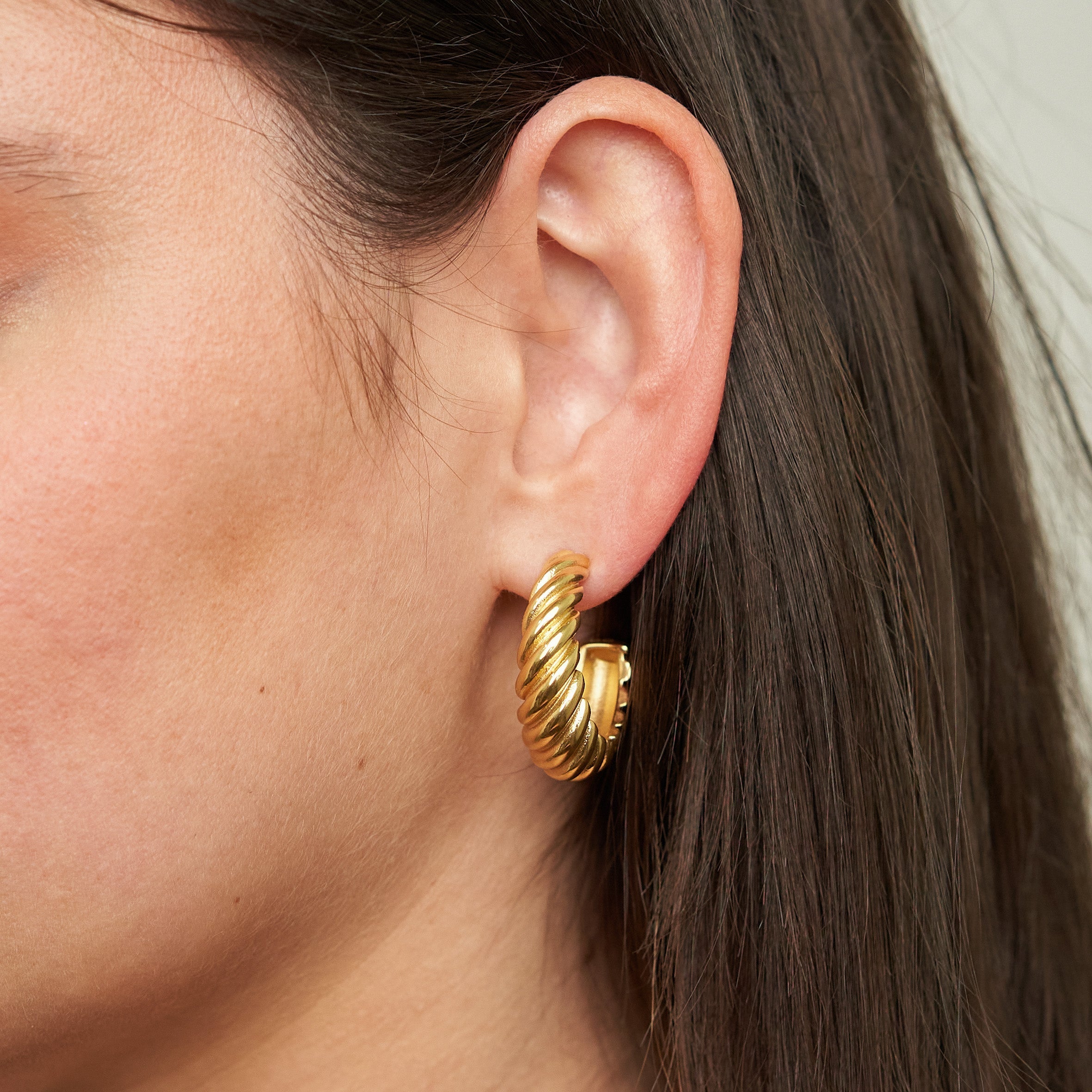 Waterproof Gold Braided Hoops Big