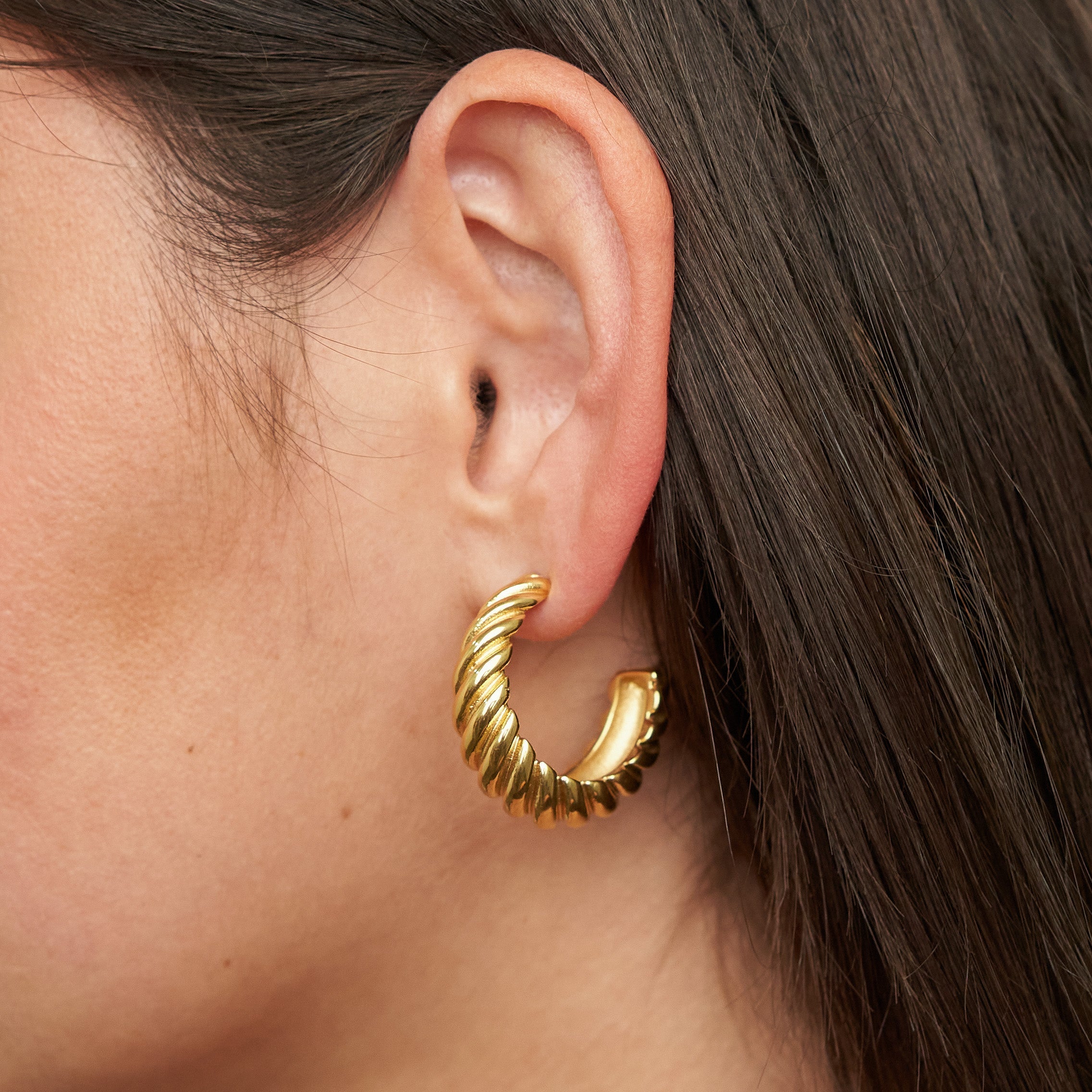 Waterproof Gold Braided Hoops Big