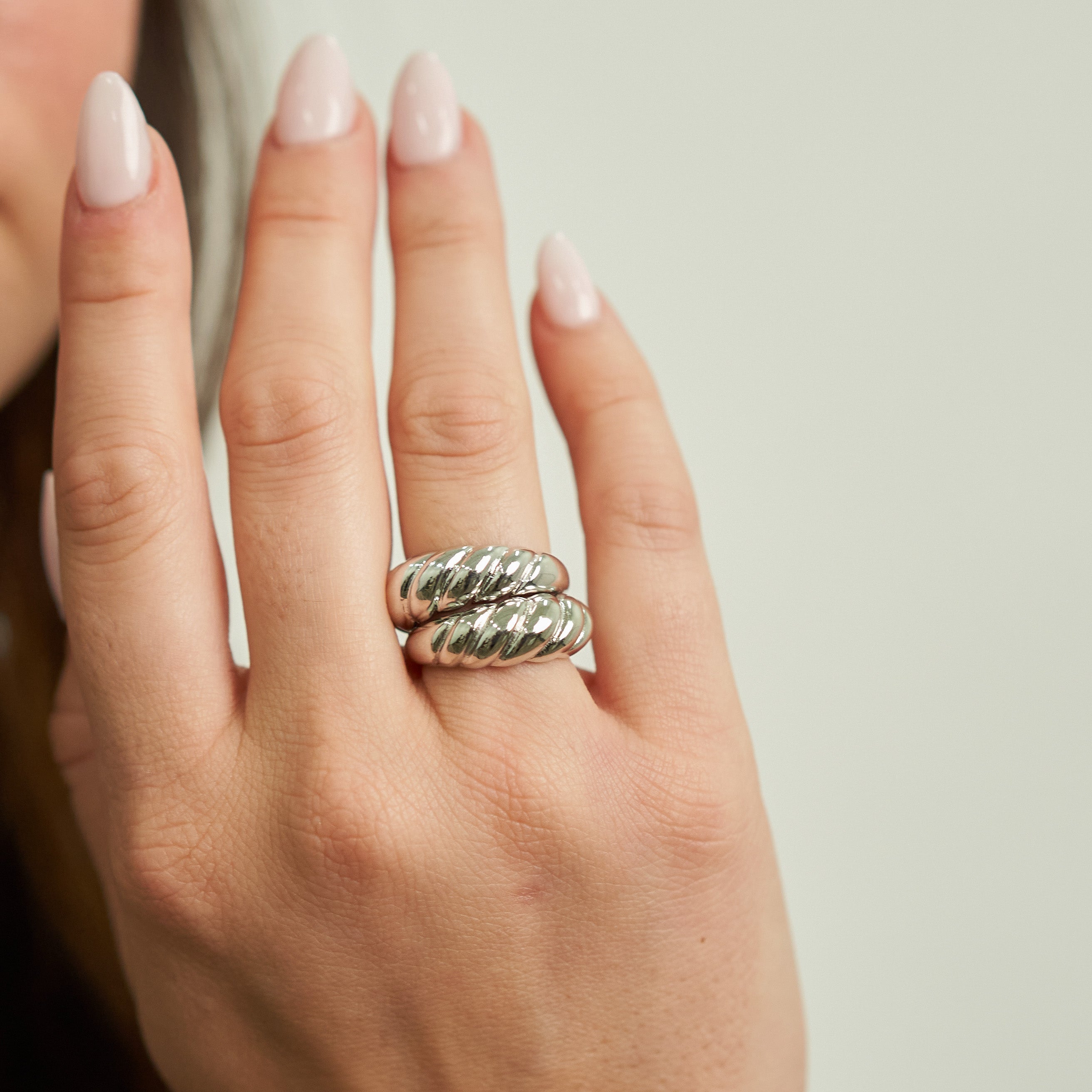 Waterproof Silver Braided Ring