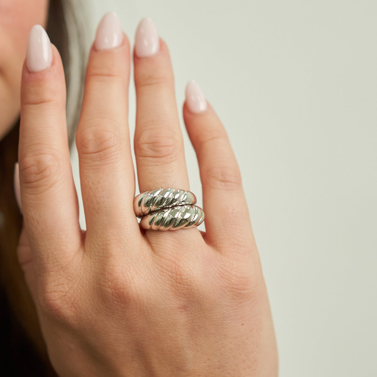 Waterproof Silver Braided Ring