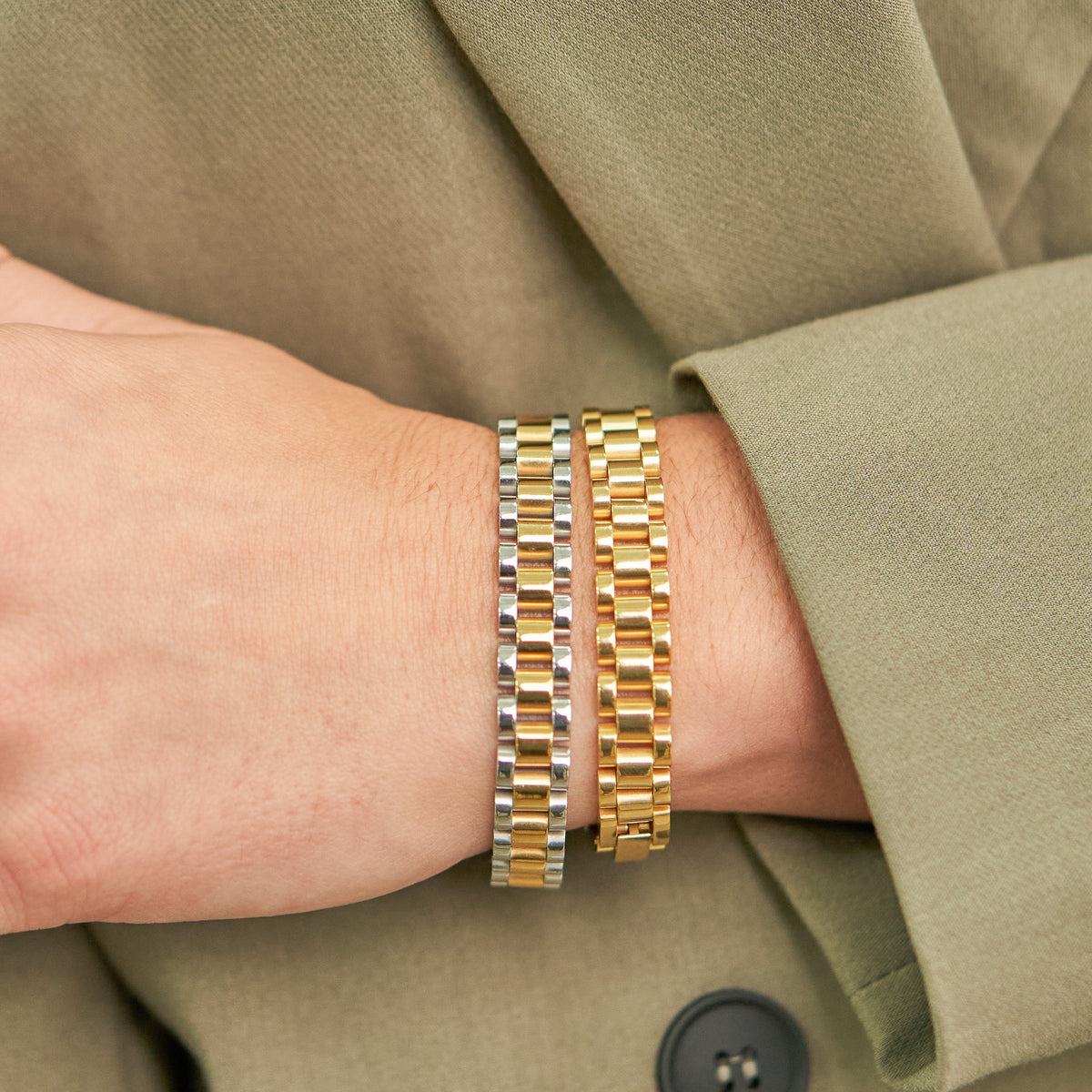 Waterproof Two Tone Watch Band Bracelet