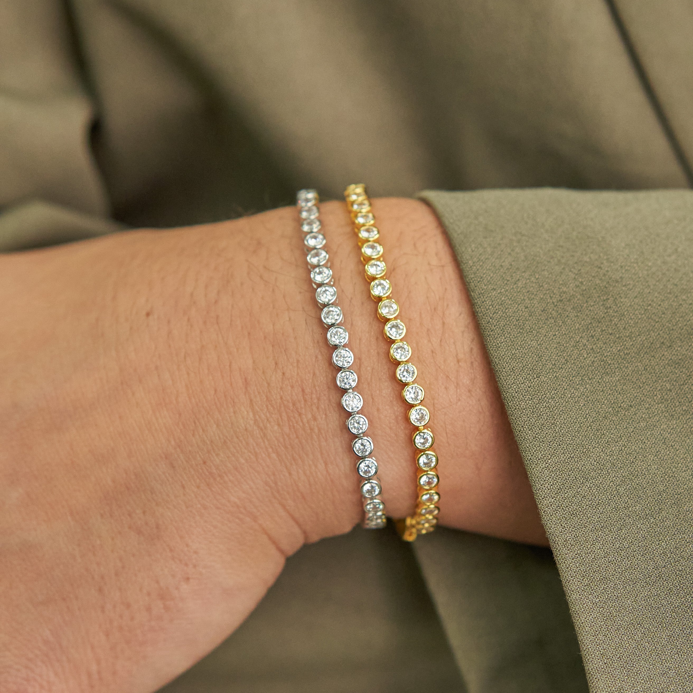 Demi-Fine Silver Diamond Tennis Bracelet