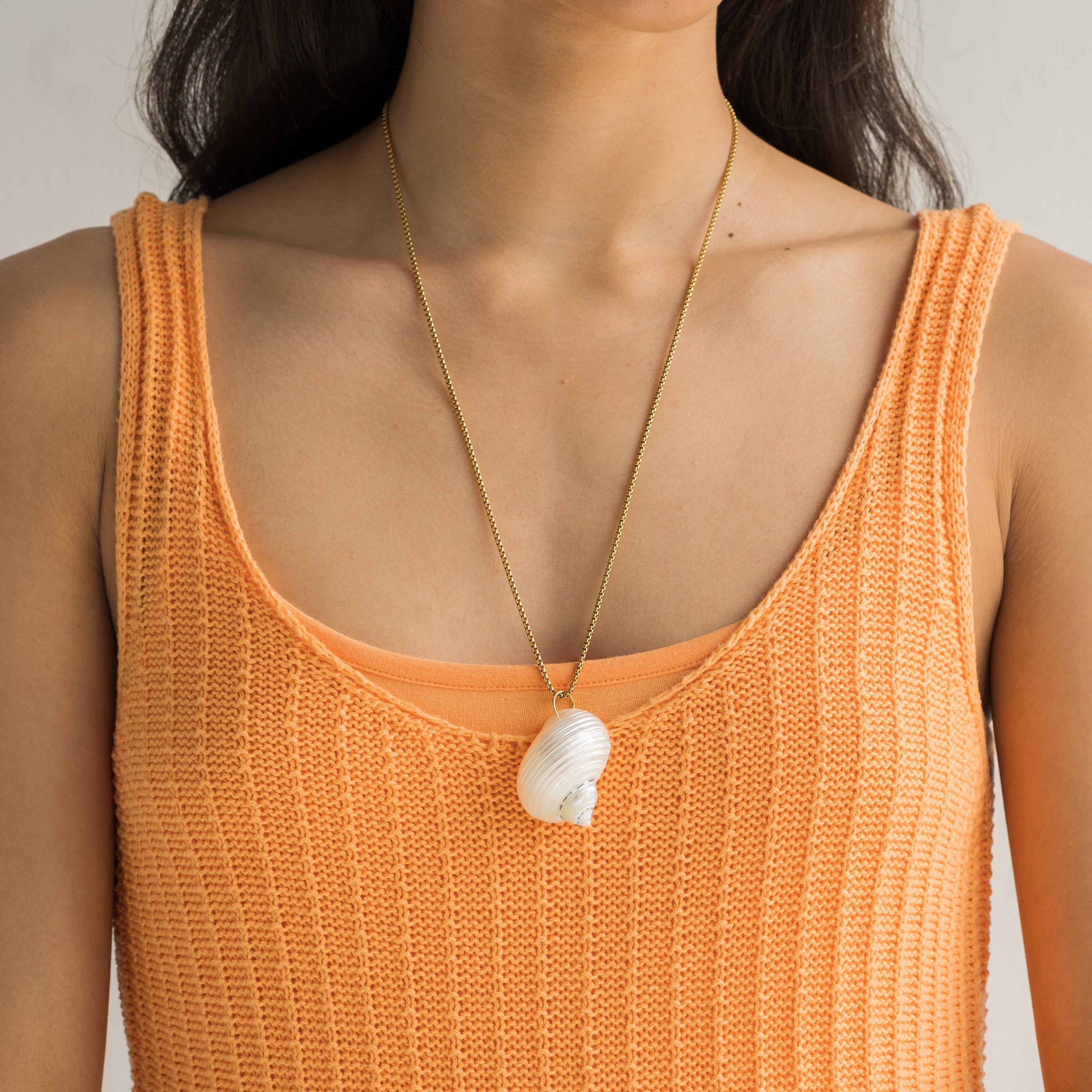 Waterproof Gold Long Shell Necklace