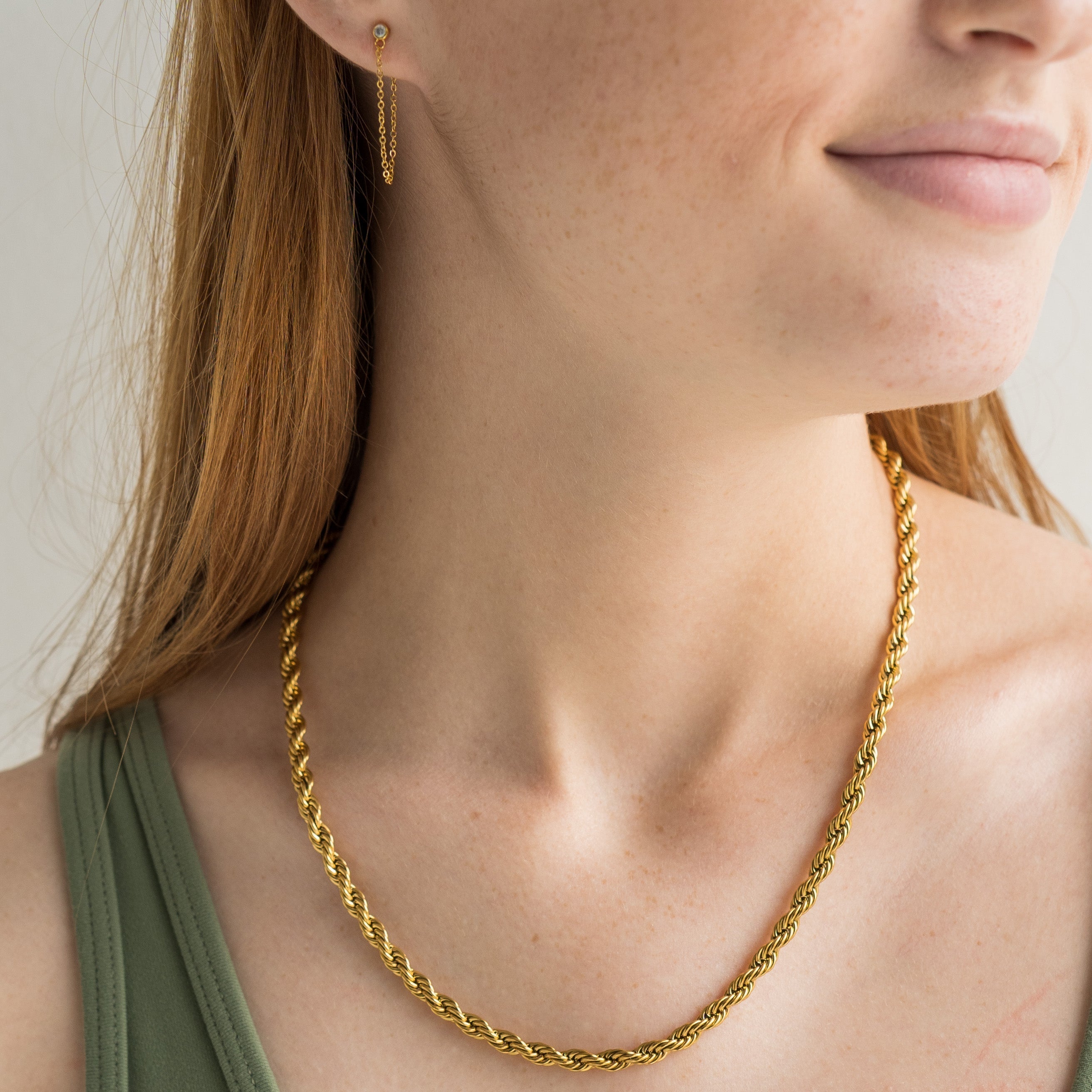 Waterproof Gold Chunky Rope Chain