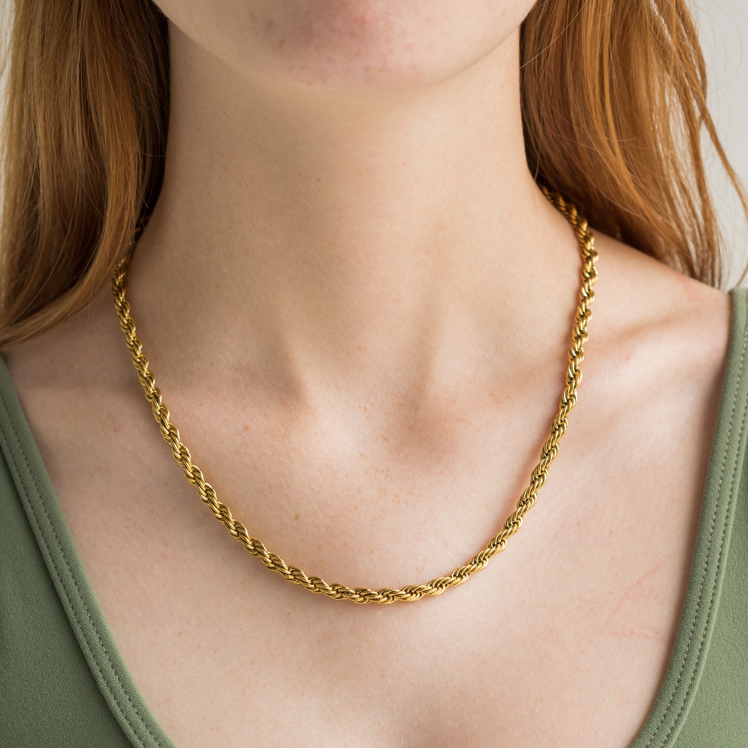 Waterproof Gold Chunky Rope Chain