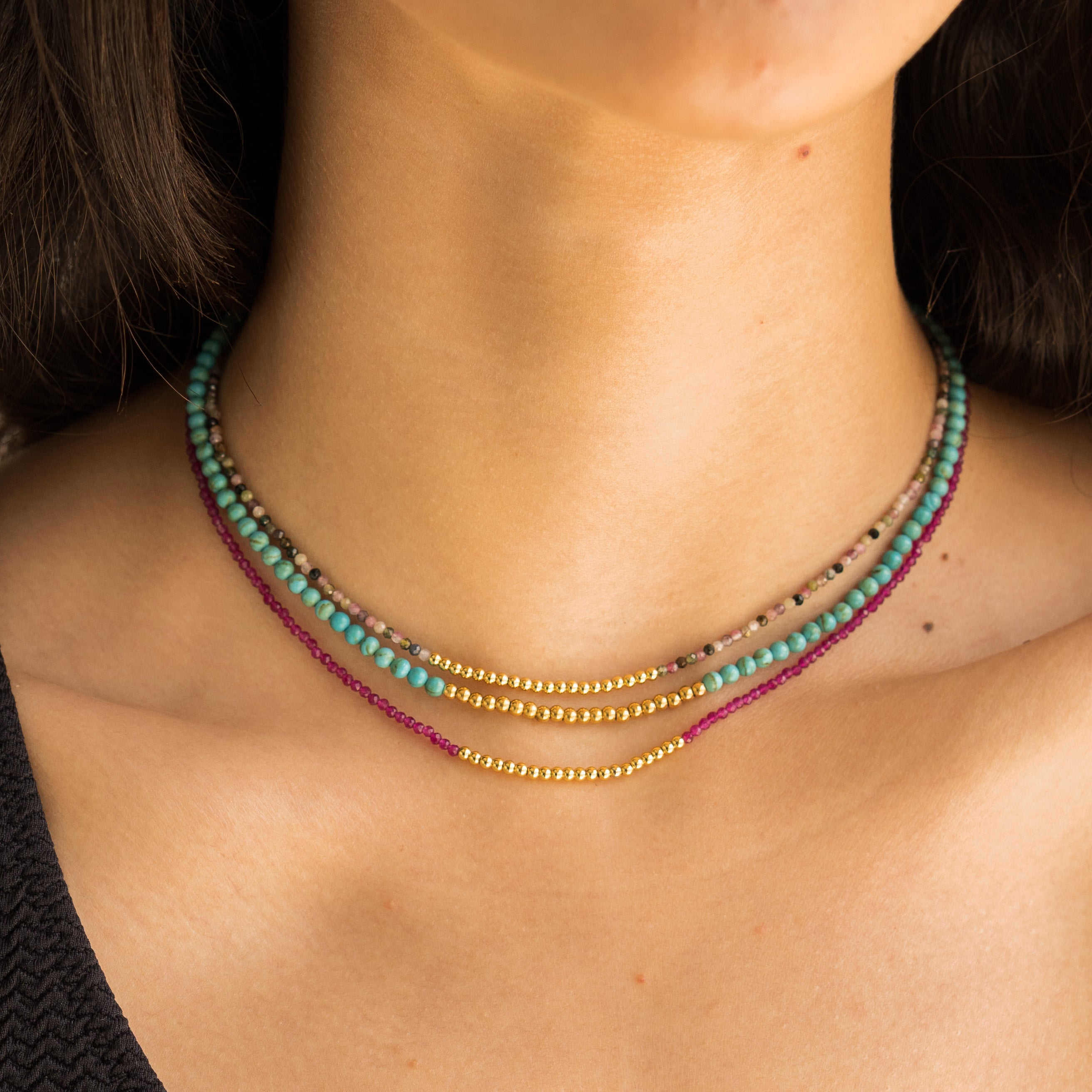 Waterproof Turquoise Beaded Necklace