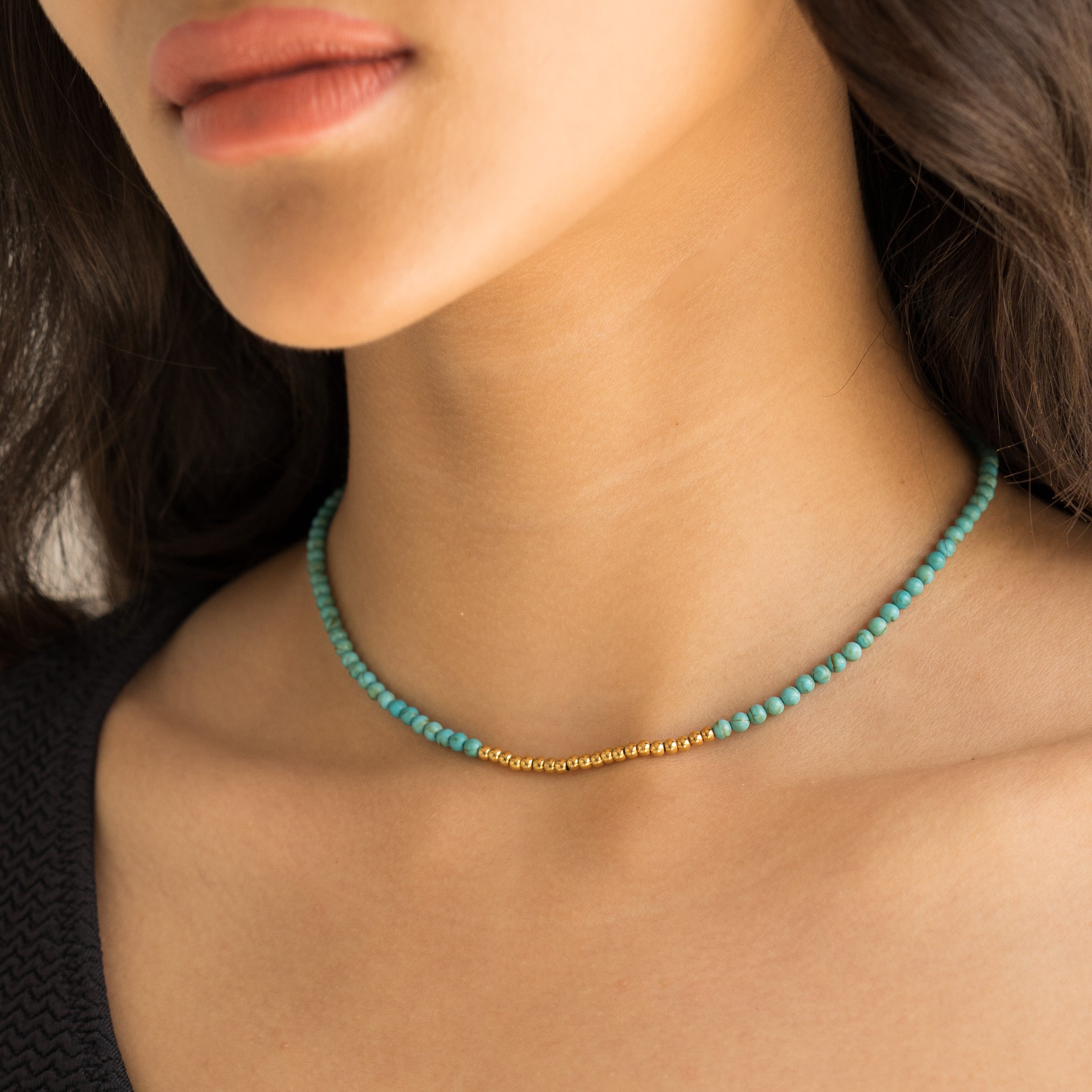 Waterproof Turquoise Beaded Necklace