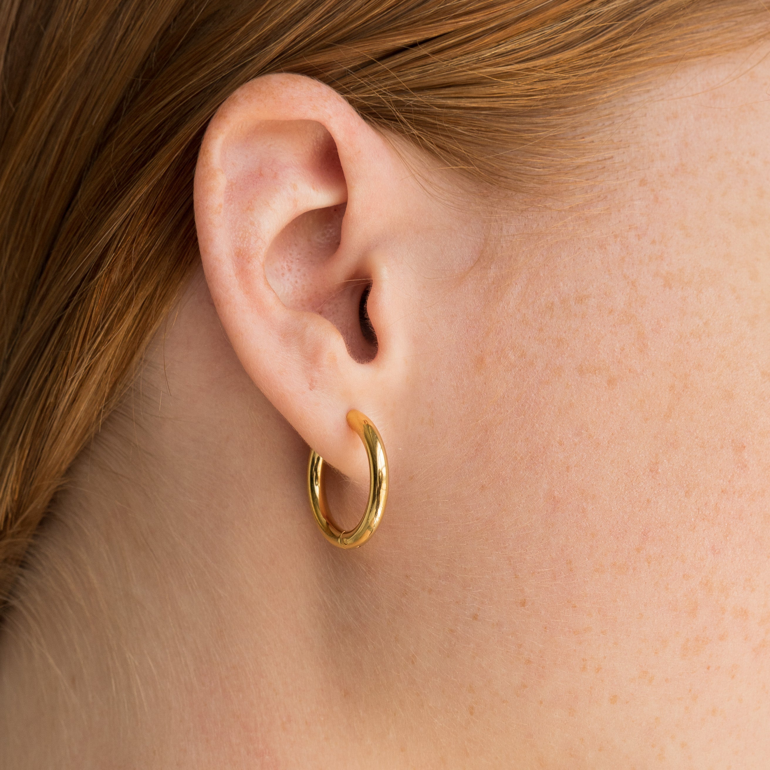 Waterproof 16mm Gold Basic Hoops