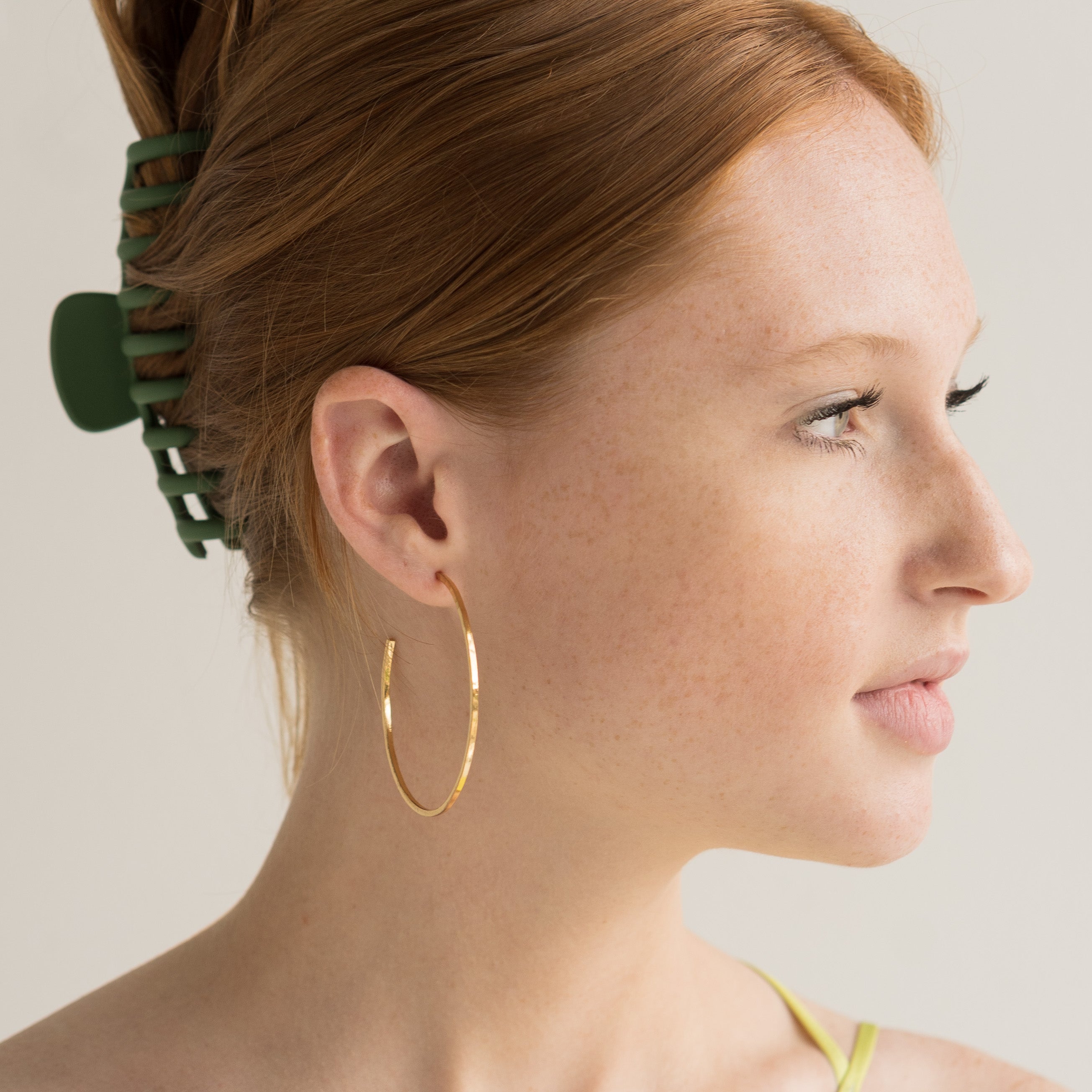 24K Gold Thin Hammered Hoops