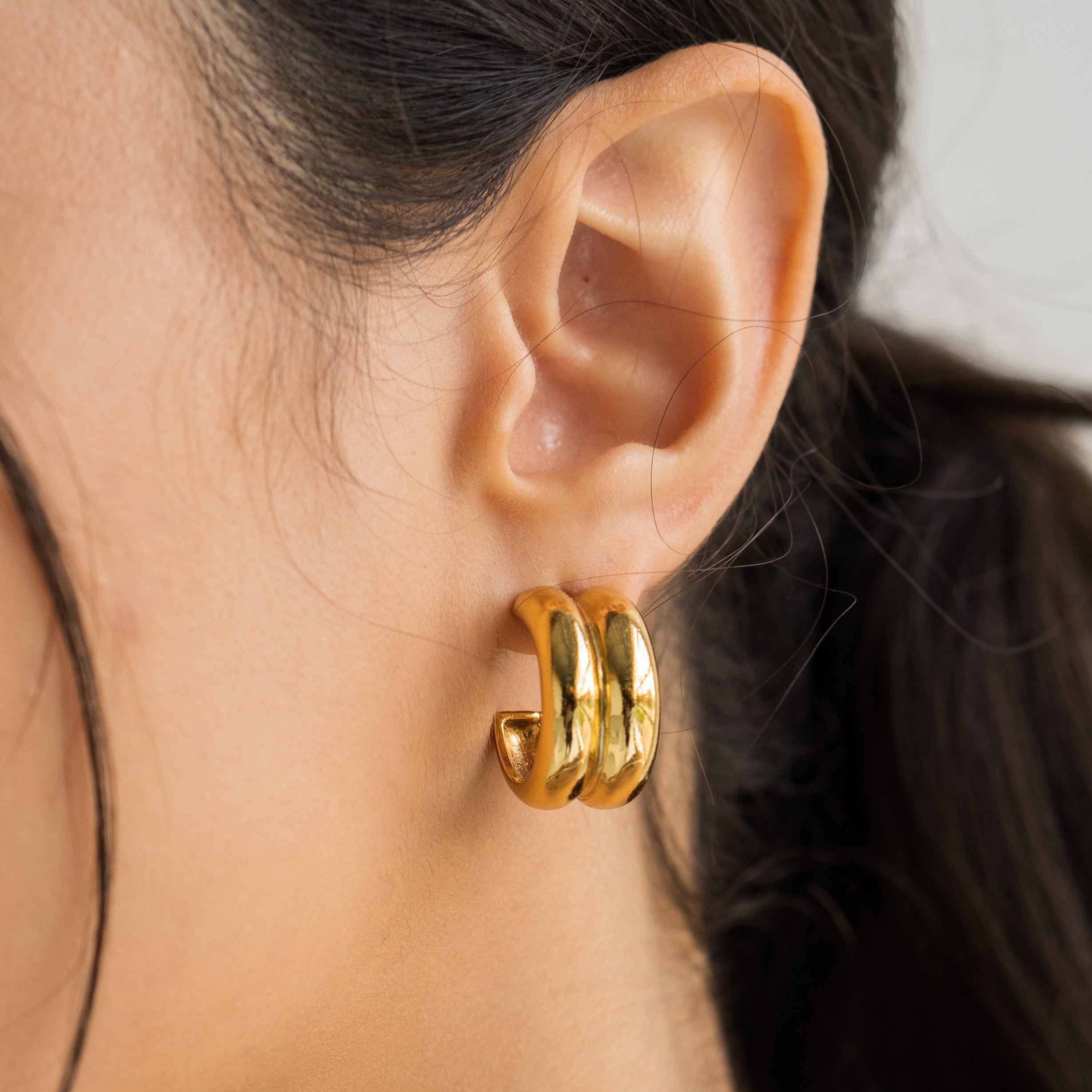 Waterproof Twin Gold Hoops