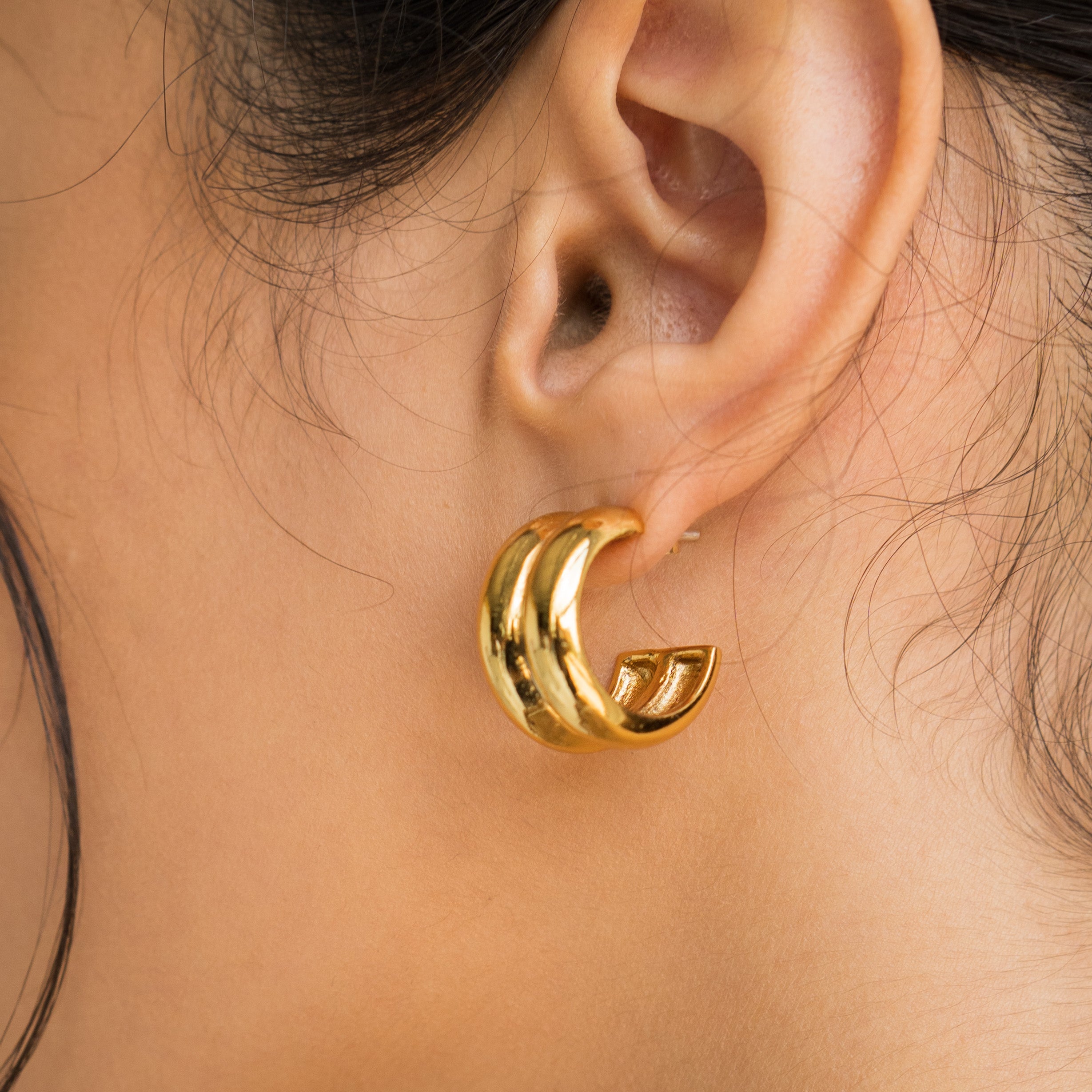 Waterproof Twin Gold Hoops