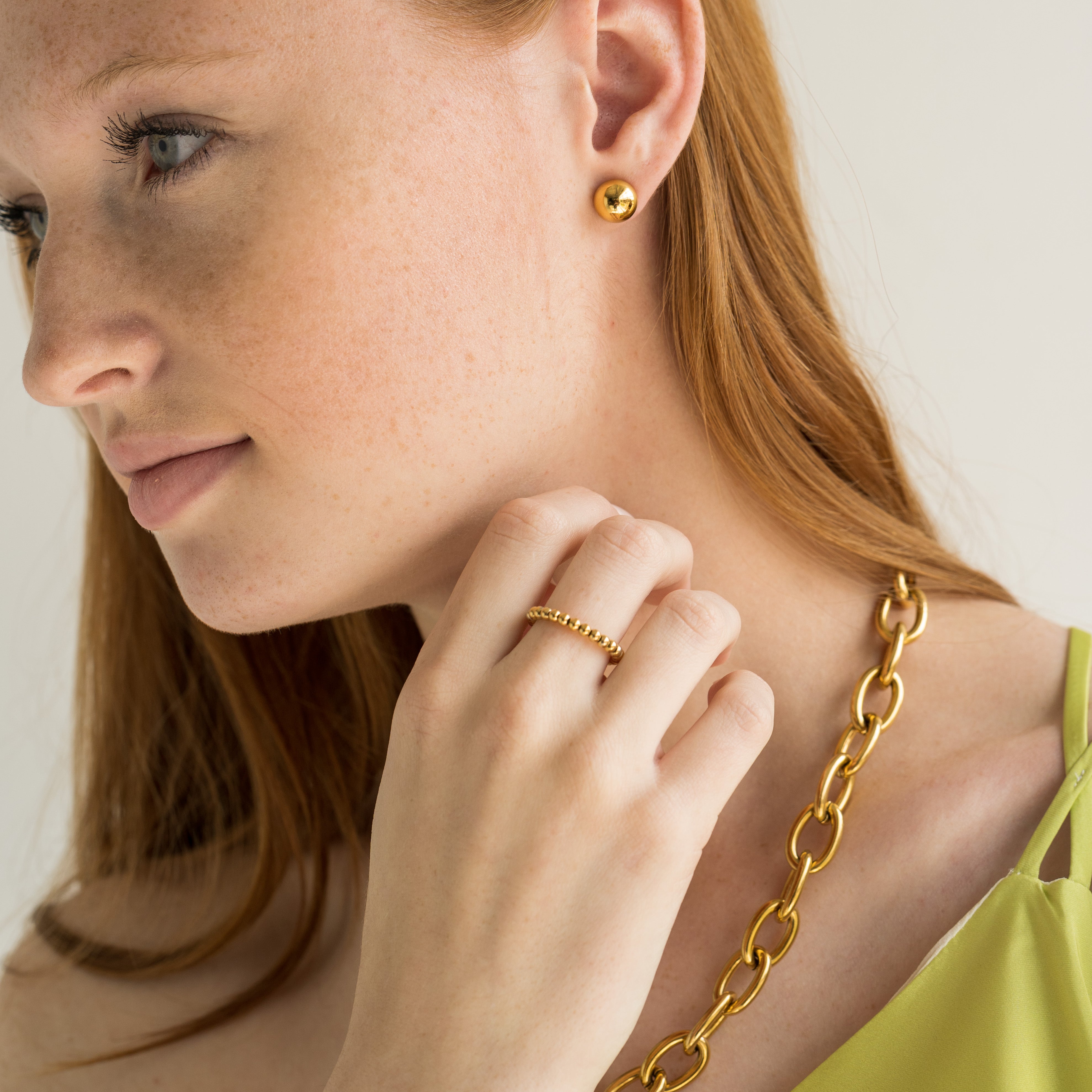 Waterproof Gold Mini Button Studs