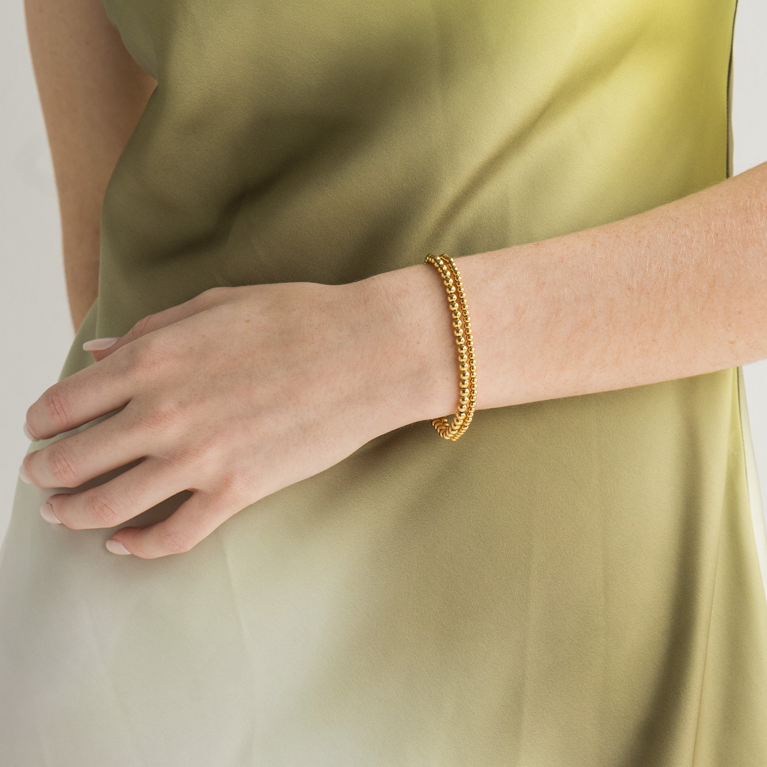 Waterproof Dainty Gold Double Beaded Bracelet Set