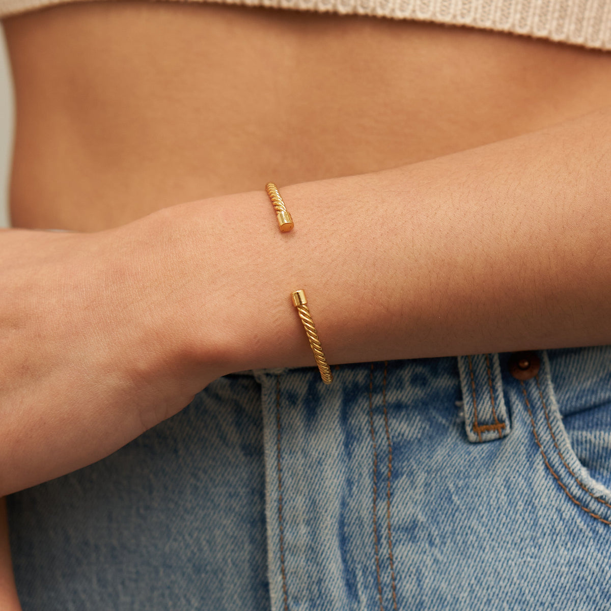 24K Gold Twisted Mini Bangle