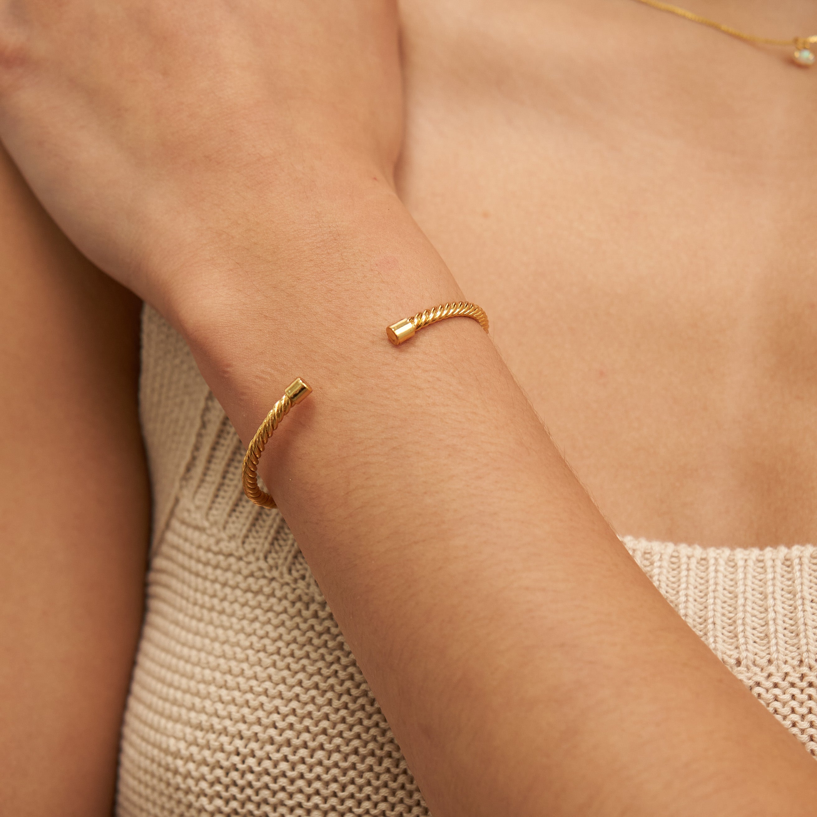 24K Gold Twisted Mini Bangle