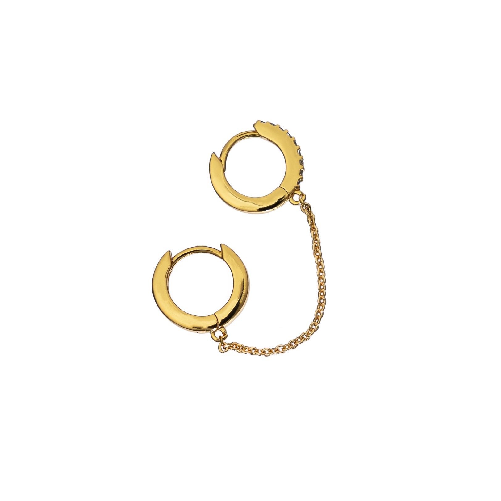 18K Gold Double Huggie - Single