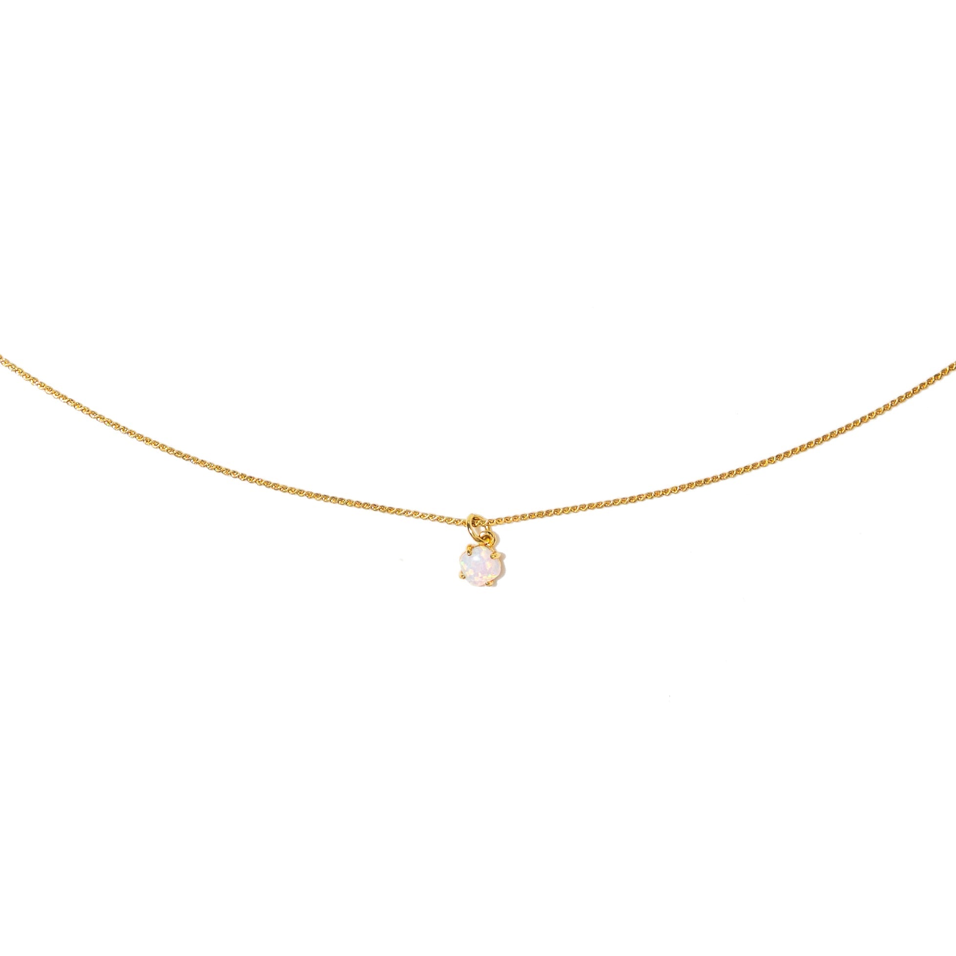 18K Gold Dainty Opal Necklace