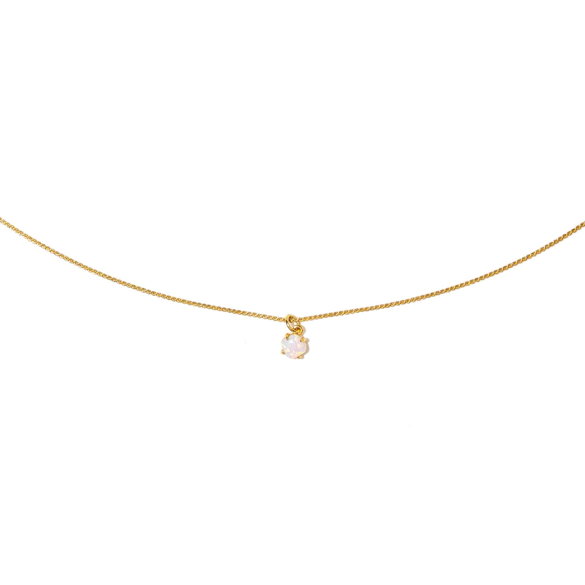 18K Gold Dainty Opal Necklace