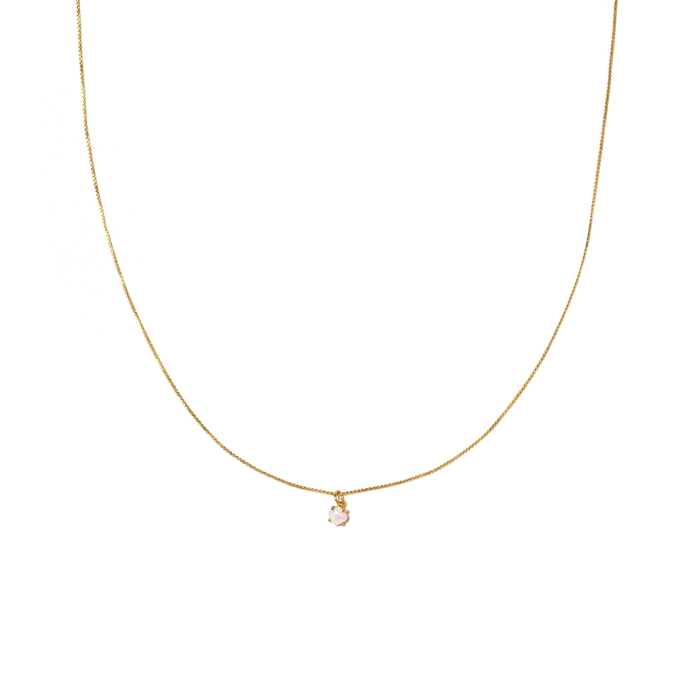 18K Gold Dainty Opal Necklace