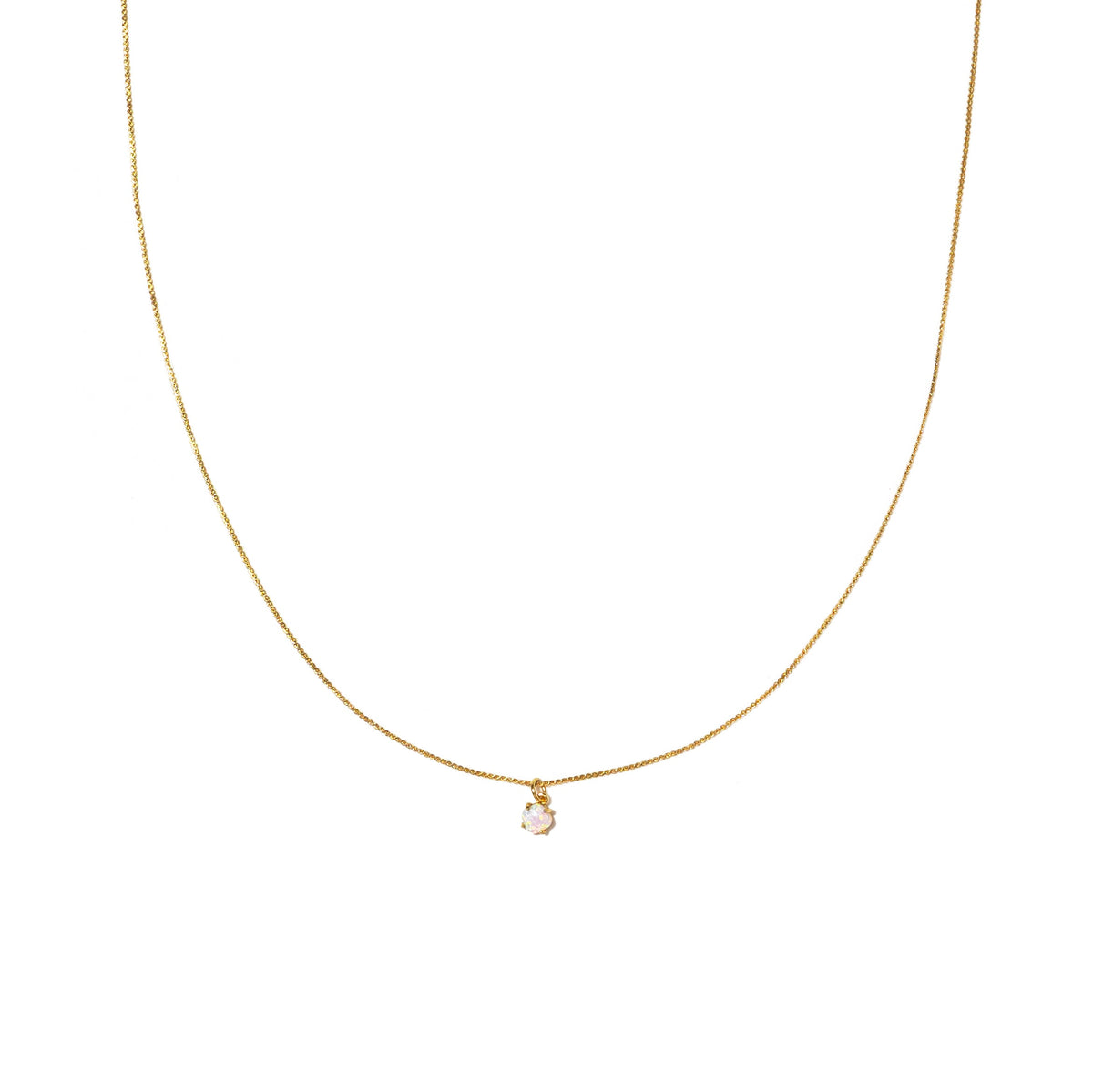 18K Gold Dainty Opal Necklace