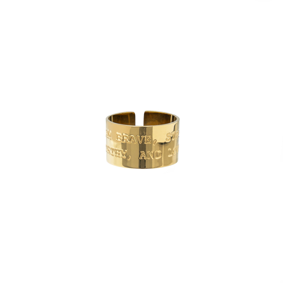 Waterproof Gold Brave, Strong, Worthy Statement Ring Band