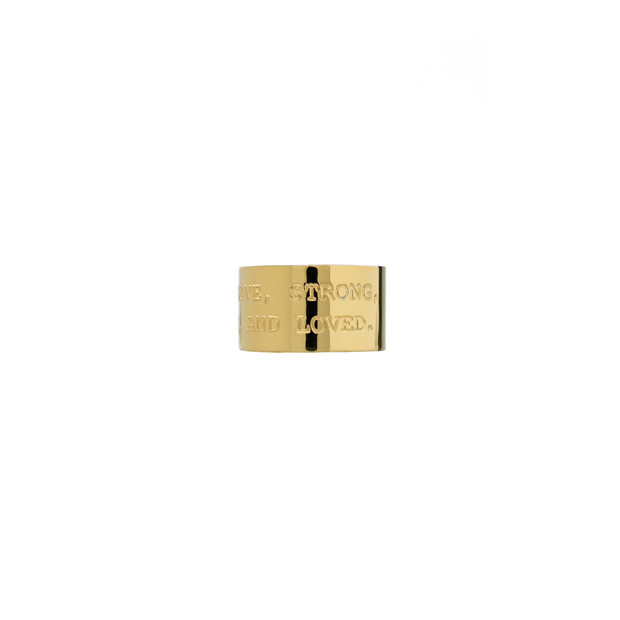 Waterproof Gold Brave, Strong, Worthy Statement Ring Band
