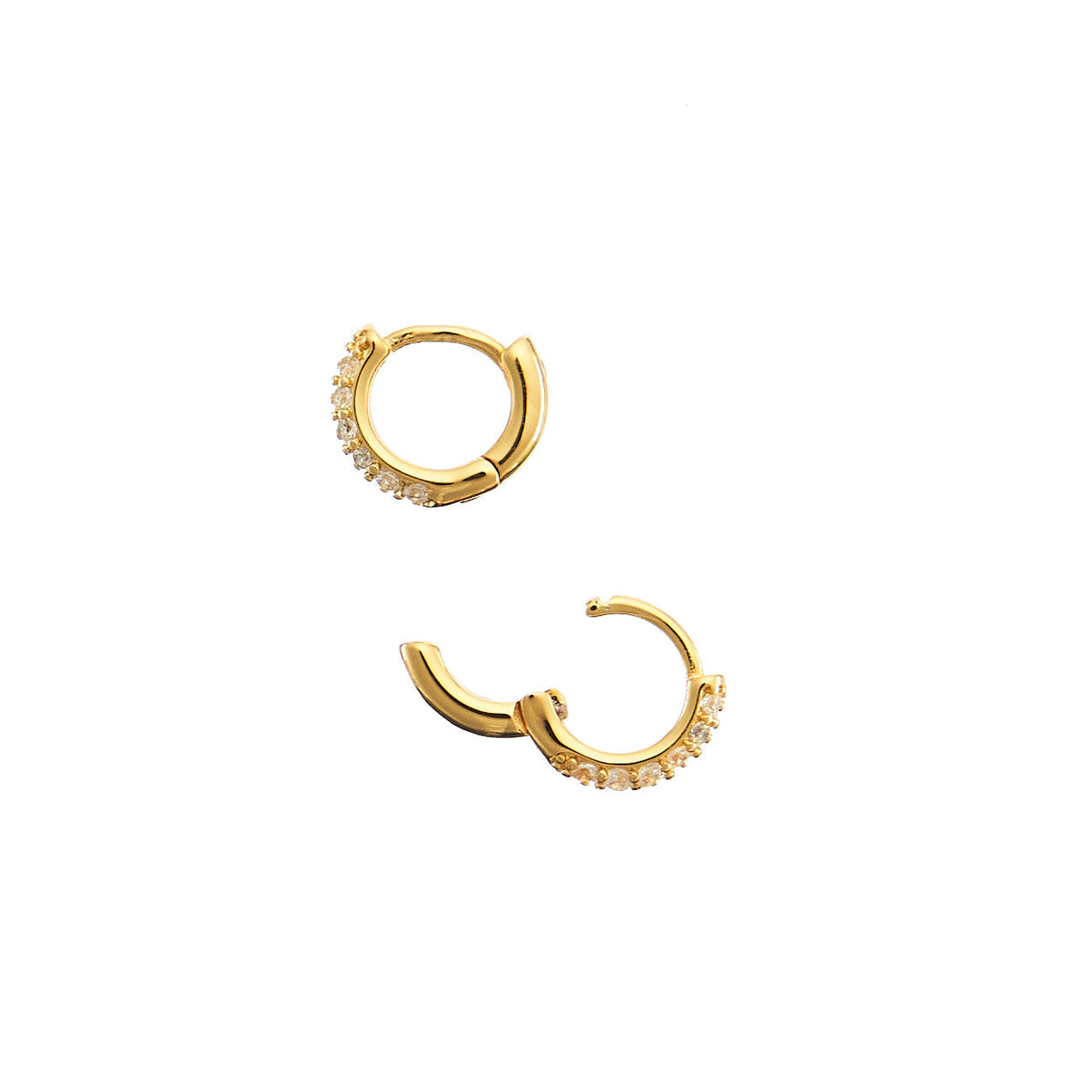 18k Gold Crystal Huggies