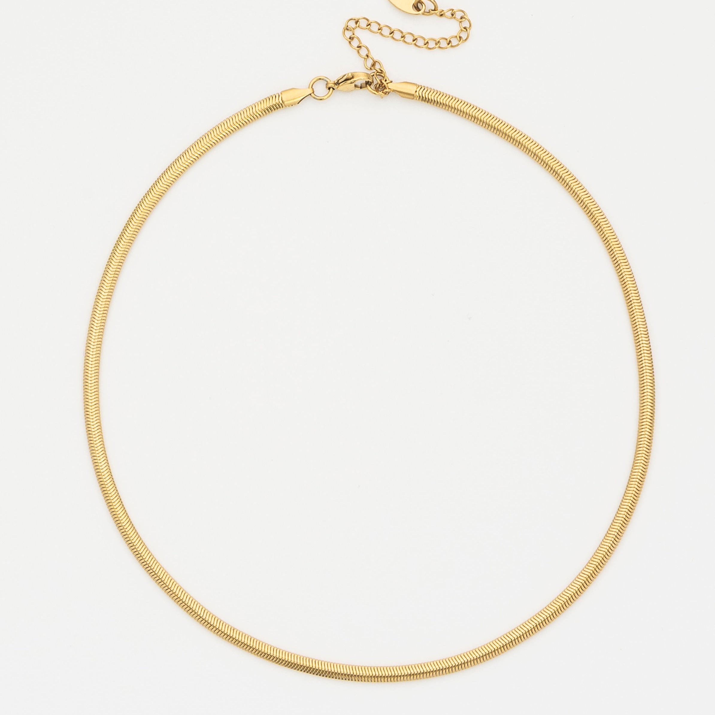 Waterproof Gold Matte Herringbone Necklace